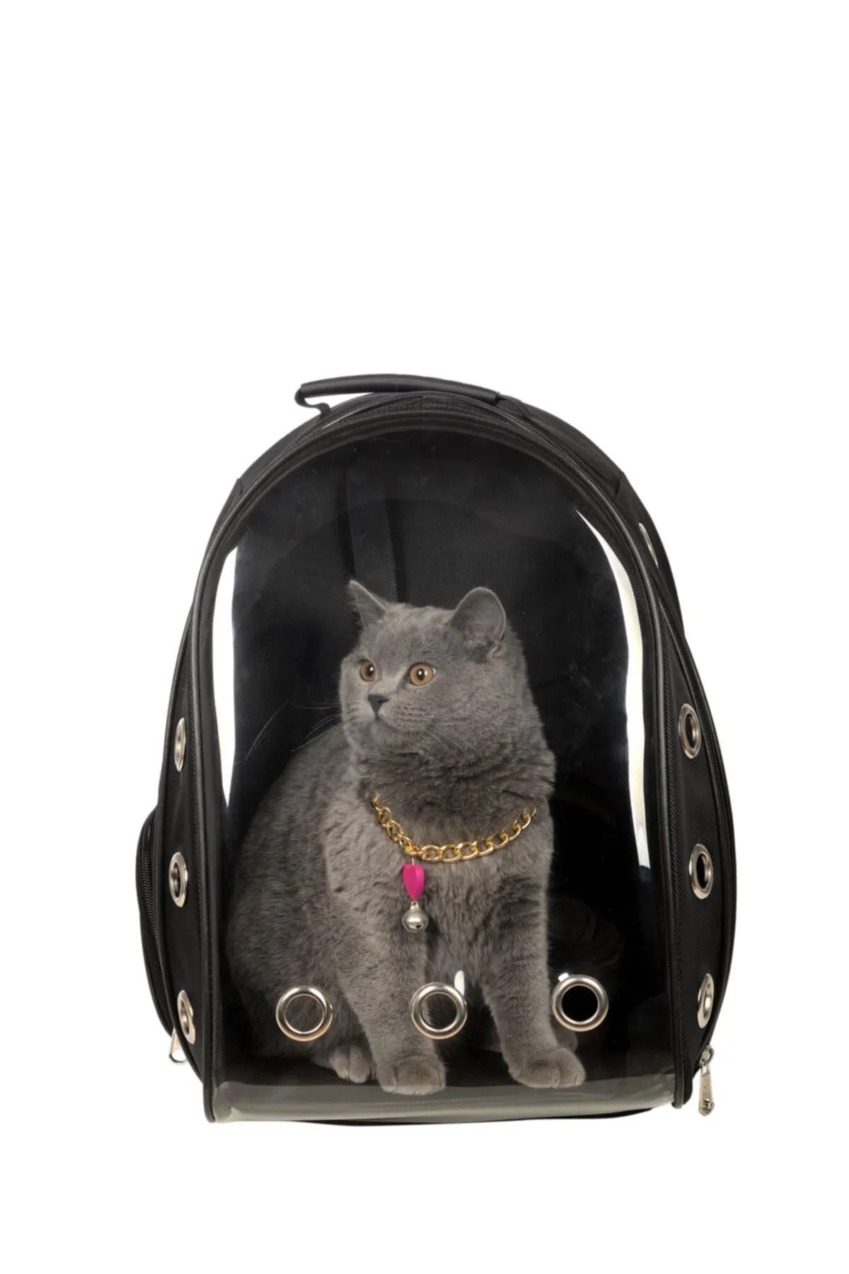 Tropheus Çanta Şeffaf Astronot Kırılmaz Kedi Köpek Taşıma Çantası 42 X 22 X 33 Cm Siyah