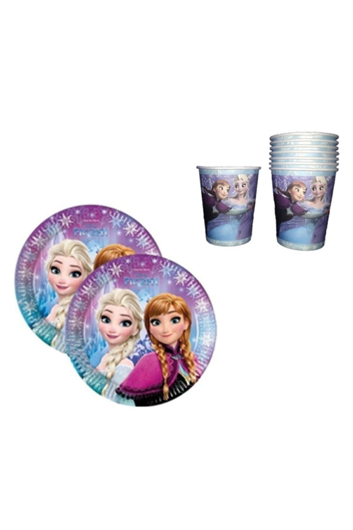 Frozen Elsa Doğum Günü Tabak Bardak Seti 8 Kişilik