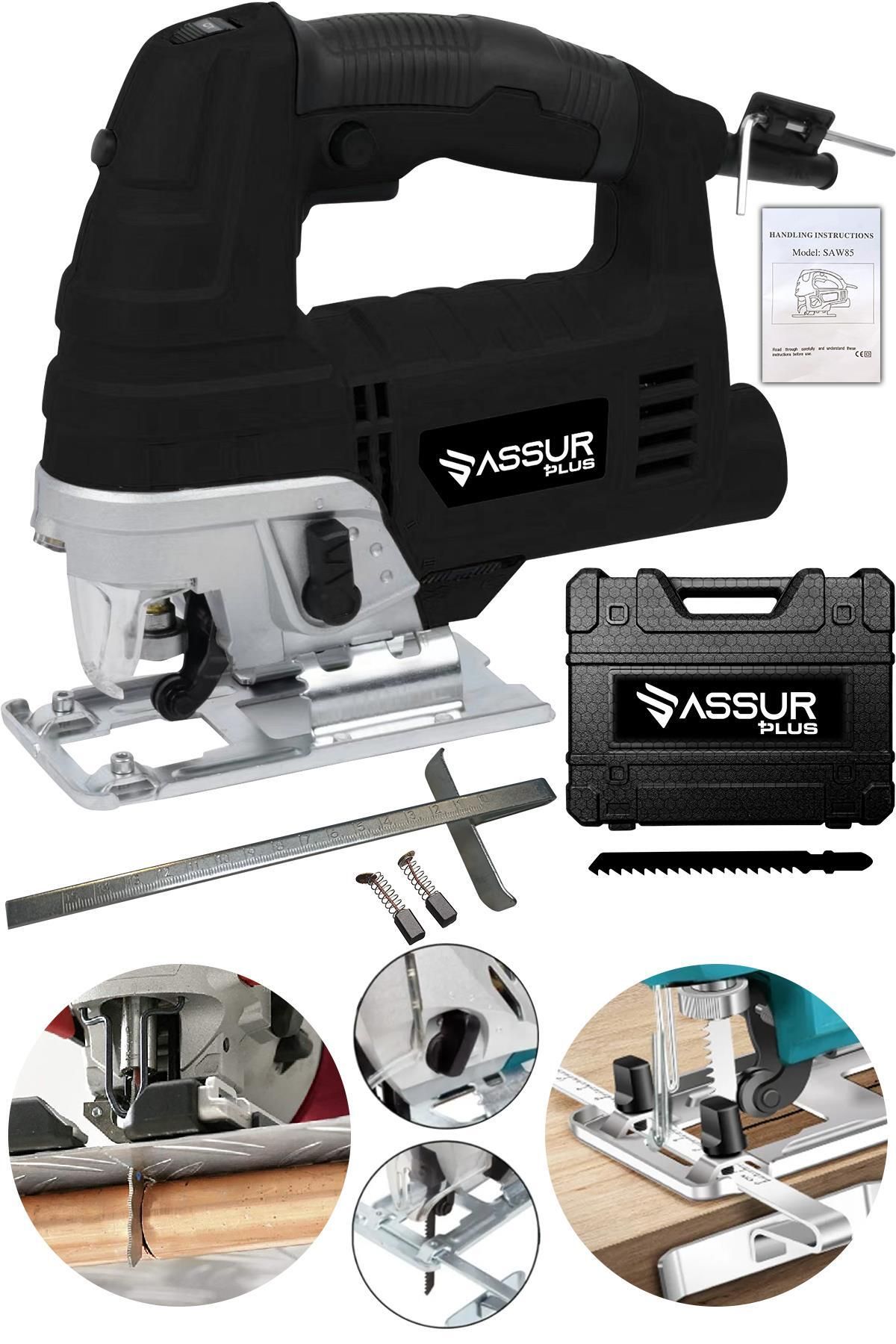 ASSUR PLUS Bakır Sargılı Professional Devir Ayarlı Dekupaj Bıçkı Testere Makinası 800 W Siyah