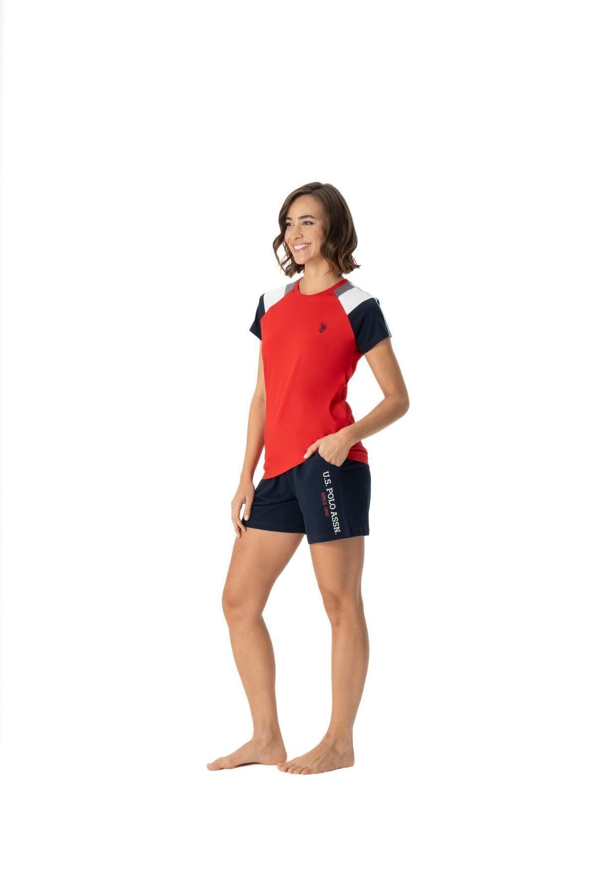 U.S. Polo Assn. Kırmızı Kadın   T-Shirt ve Şort Yeni Sezon Pijama Takımı