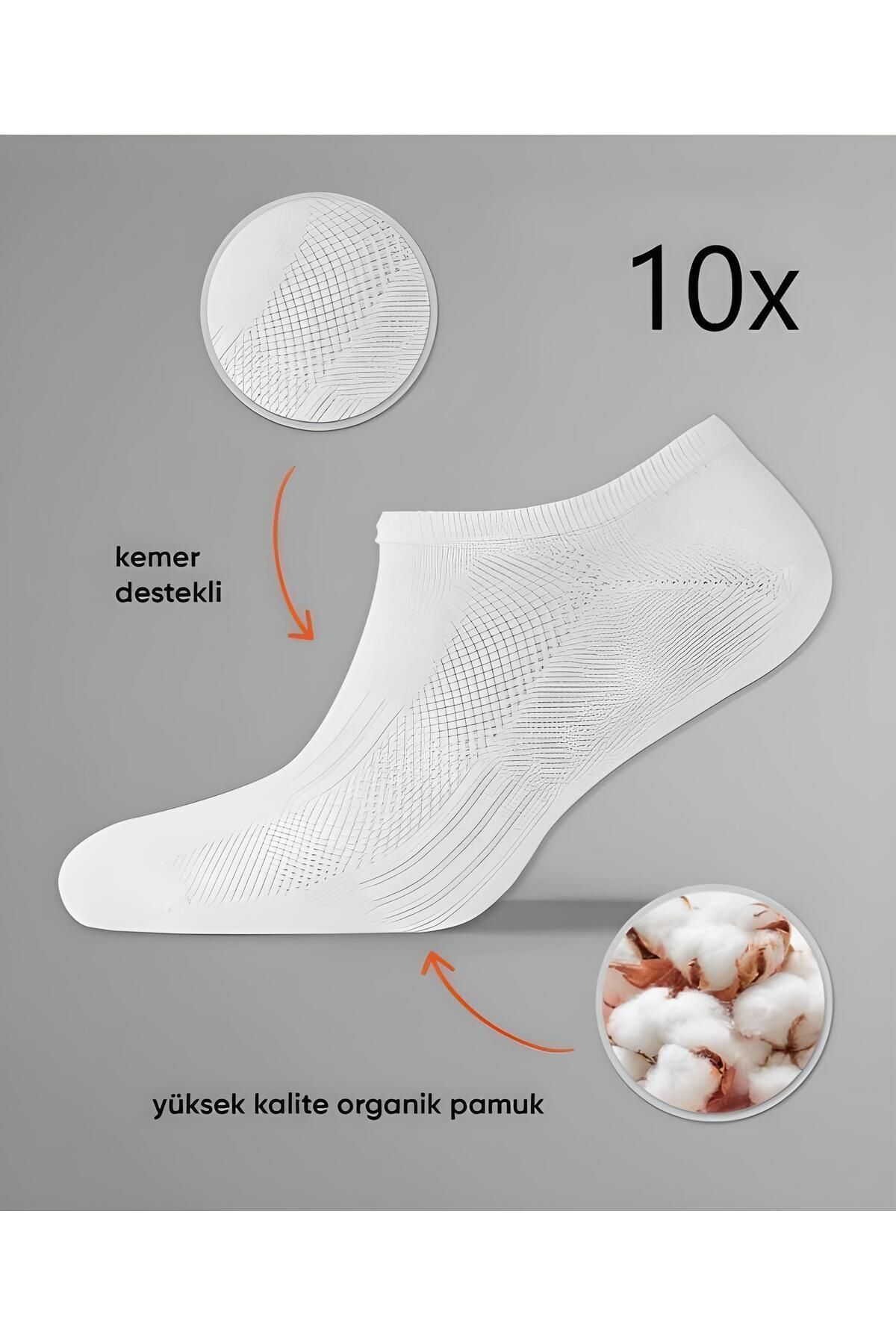 Ballet Unisex 10'lu Hava Alabilen Babet Çorap (Pamuklu)