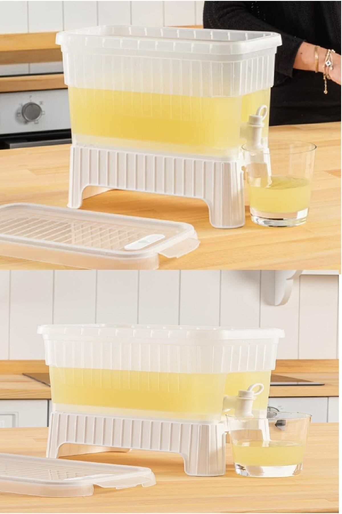 naque Beyaz Sebil Buzdolabı Içi Musluklu Ayaklı Su -limonata - Içecek Sebili Piknik Bidonu 4 Lt