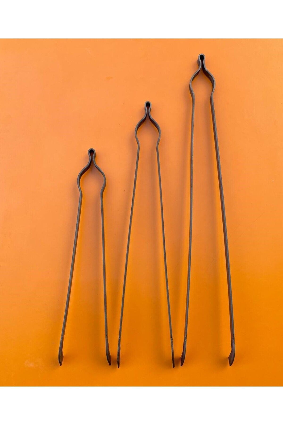 sobapark Demir Maşa Seti Ateş Maşası Köz Maşası Odun Kömür Kestane Mangal Maşası 3'lü Maşa Seti 40-50-60 cm