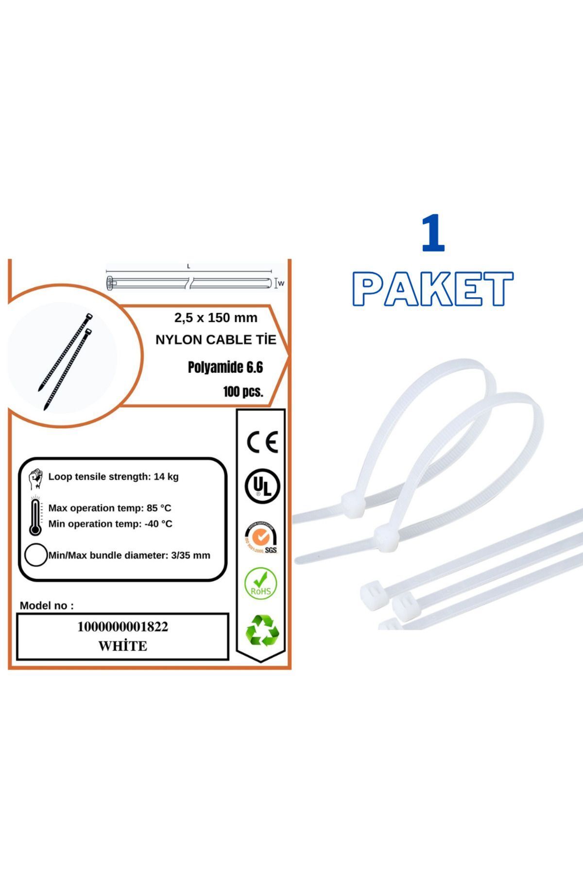 sebox Plastik Kablo Bağı Kelepçesi Cırt 2,5 X 150 mm (100 adet)