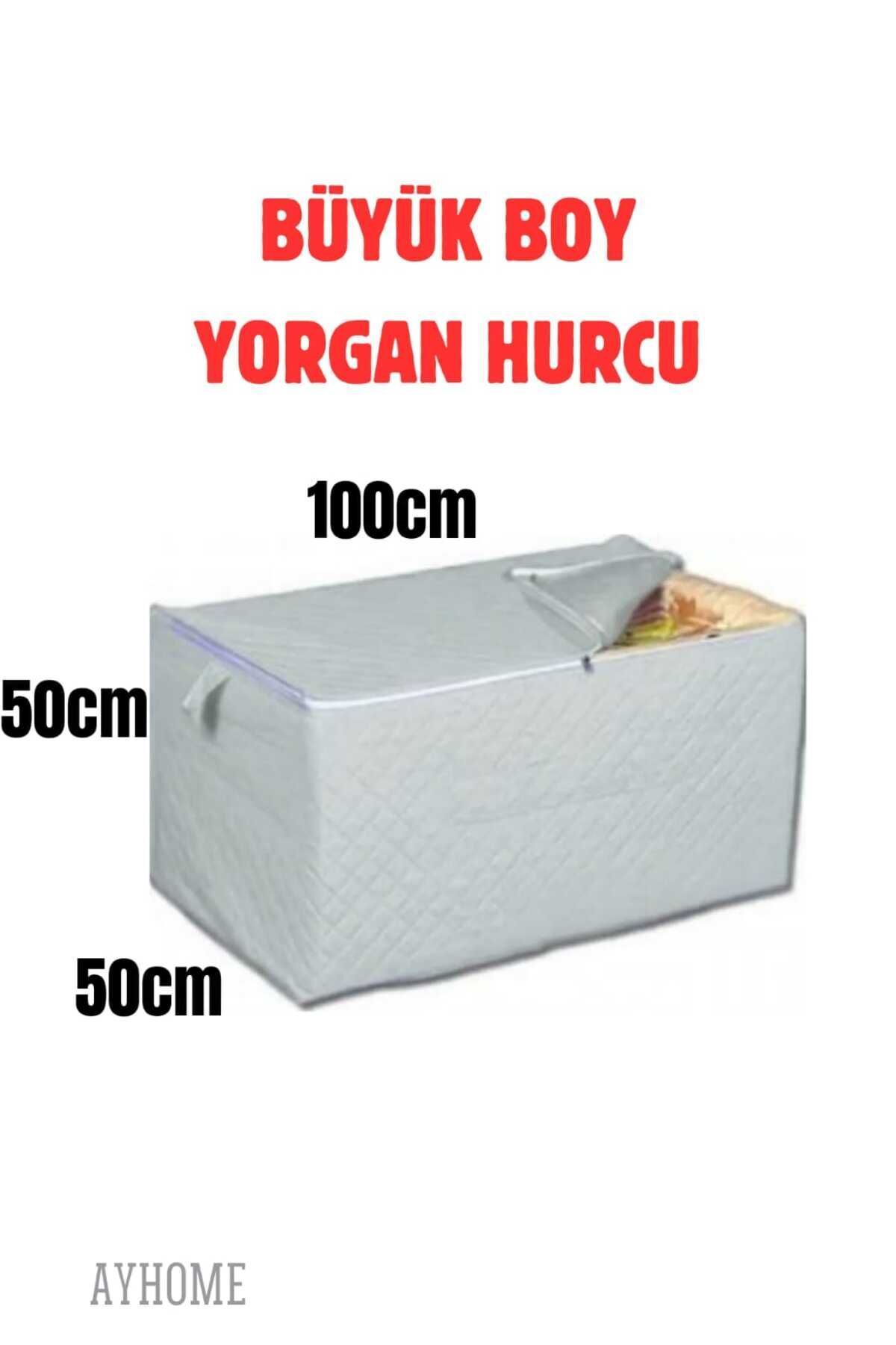 AYHOME Gri Renk Hurç Büyük Boy Yorgan Döşek Yastık Battaniye Elbise Hurcu 100 X 50 X 50 Cm Organizer Hurç