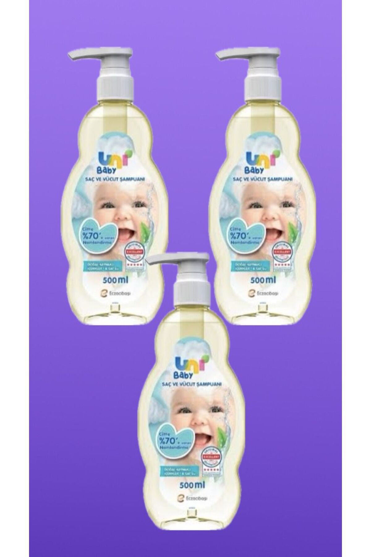 Uni Baby Saç Ve Vücut Şampuan 500 ml 3 Adet