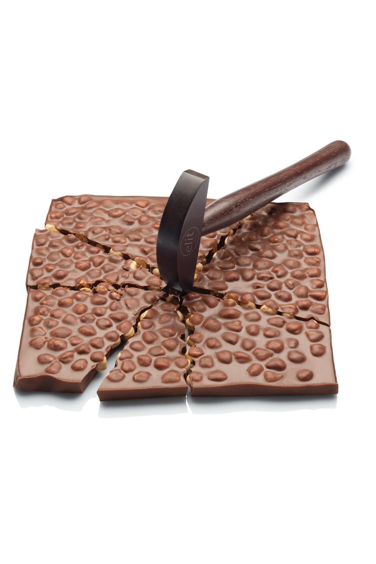 Elit Çikolata Tam Fındıklı Sütlü Tablet Beyoğlu Çikolatası Çekiçli Ahsap Kutu 600g Glutensiz
