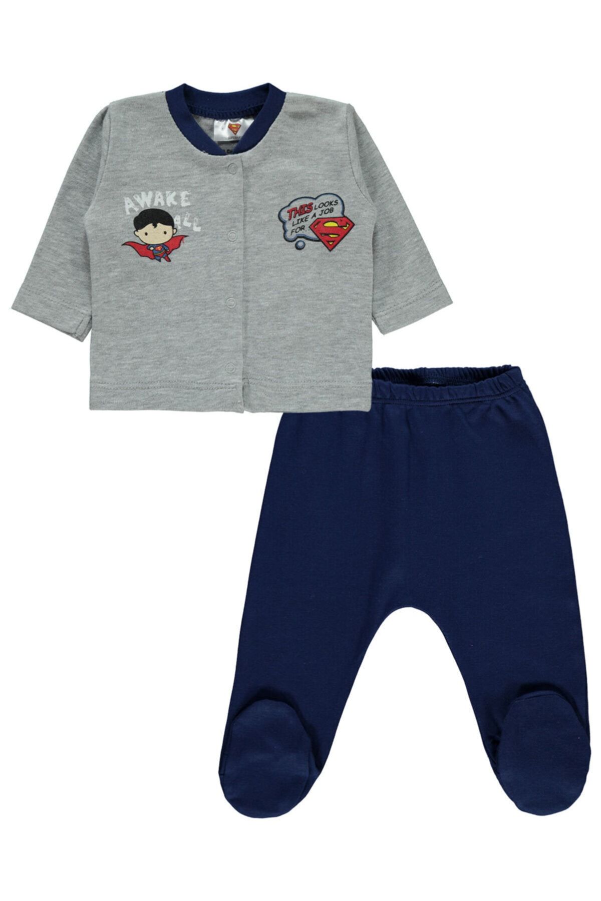 Albimini Superman Erkek Bebek Pijama Takımı Lacivert