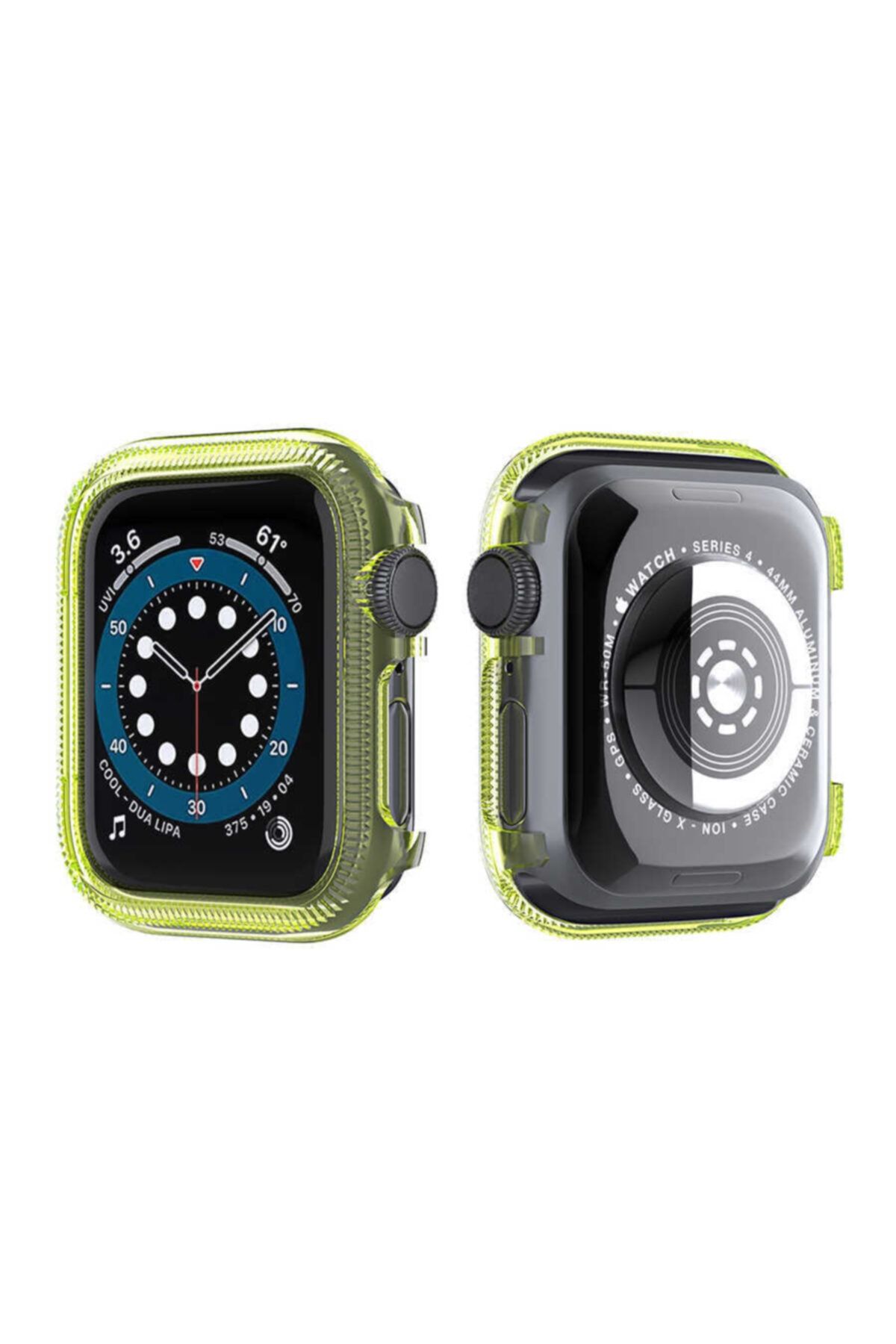 Gpack Apple Watch Series 3 4 5 6 44mm Kordon Önü Arkası Açık Renkli Silikon Yeşil