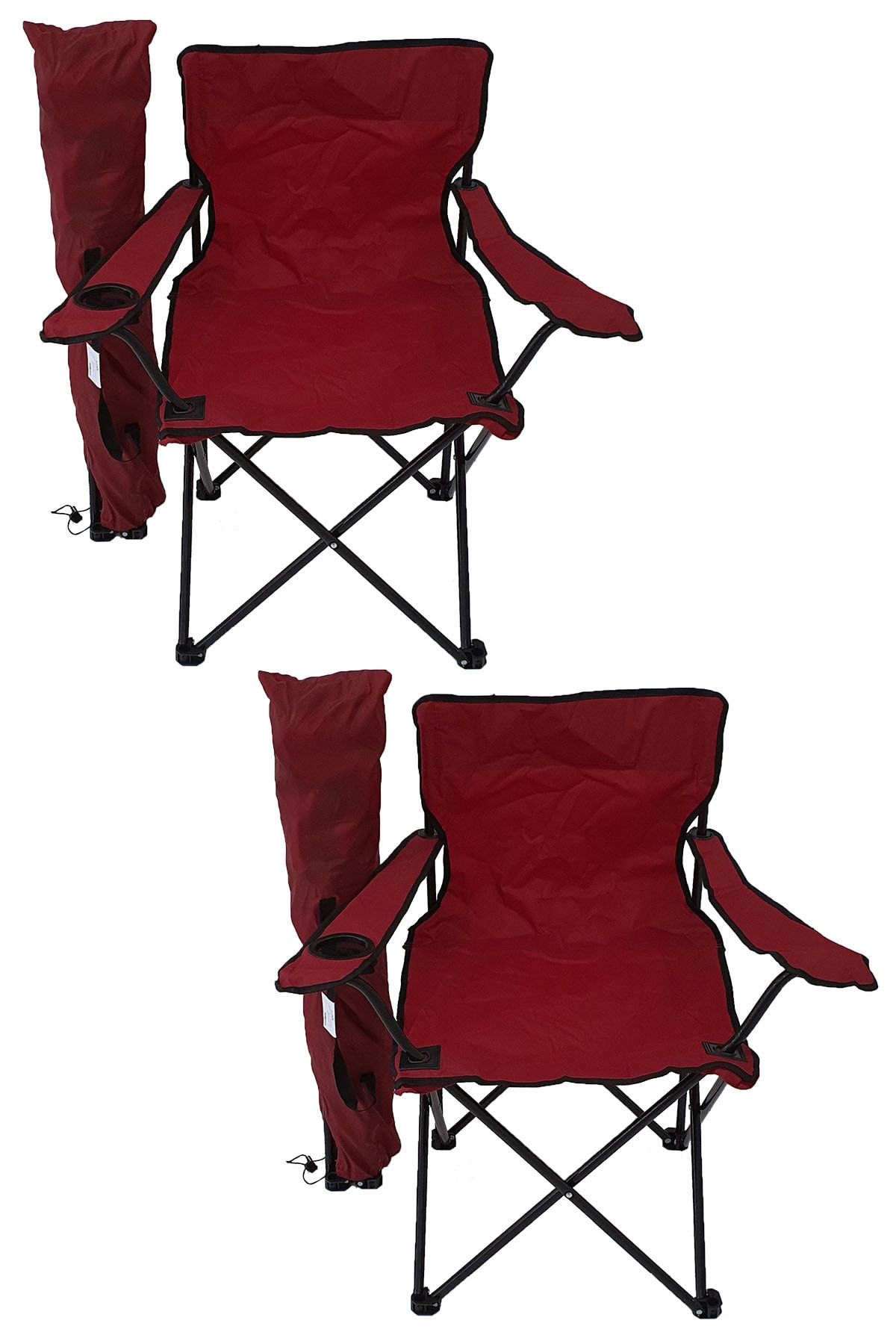 Bofigo 2'li Kamp Sandalyesi Piknik Sandalyesi Katlanır Sandalye Taşıma Çantalı Kamp Sandalye Kırmızı
