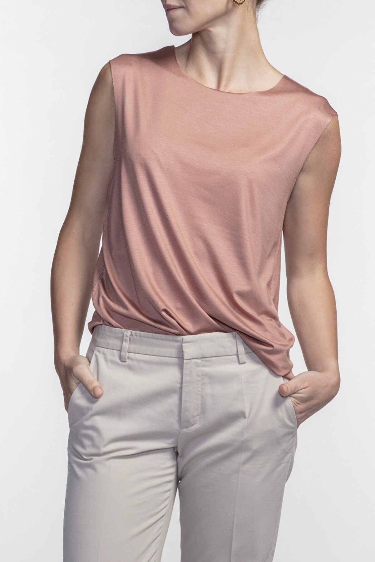 Basic Co Kadın Harper Terracotta Viskon Kolsuz T-shirt