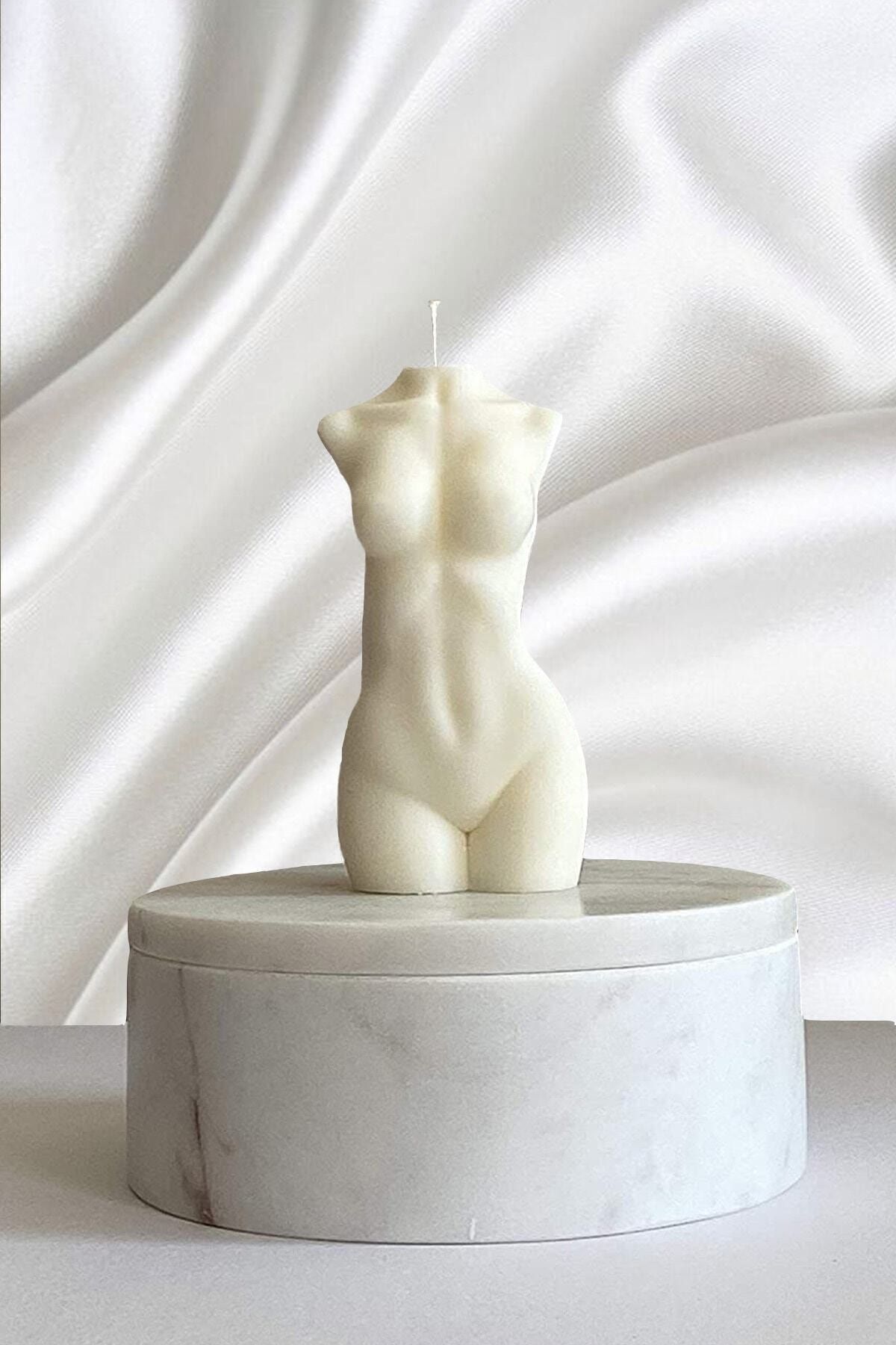 SANAT SEPET İŞLERİ Beyaz Kokulu Venüs Kadın Dekoratif Vücut Mum - 10 Cm