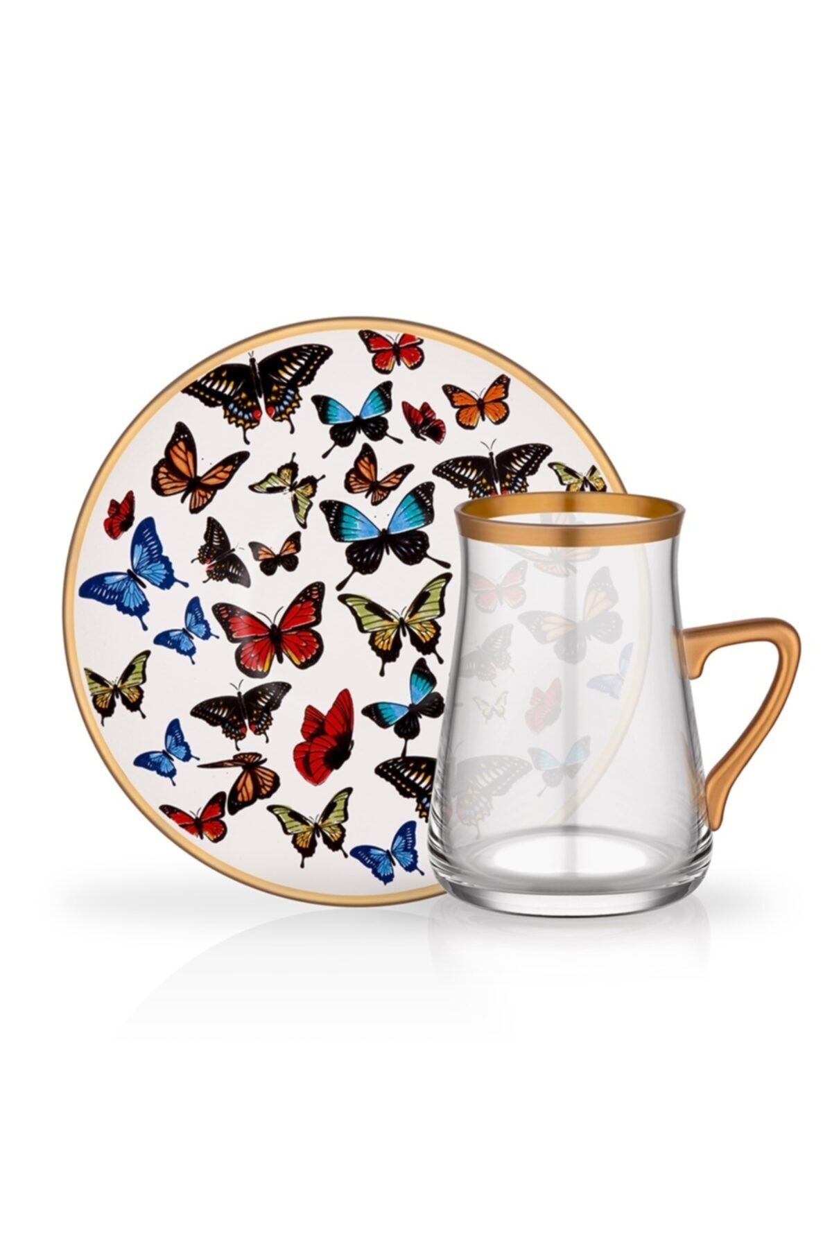 Glore Tarabya Kulplu Çay Seti 6'lı Butterfly