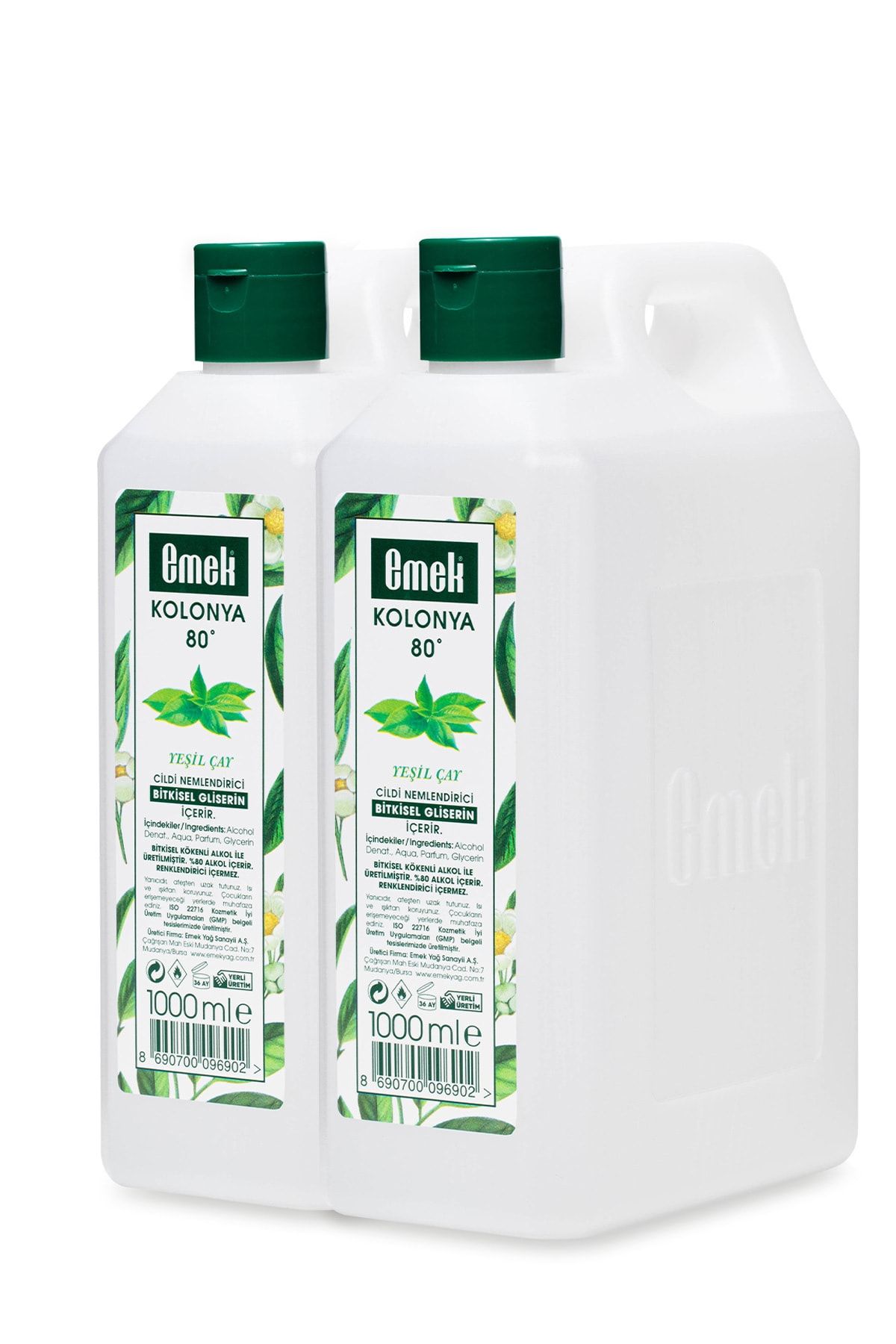Emek Gliserinli Kolonya Yeşil Çay 2 Adet 1000 ml