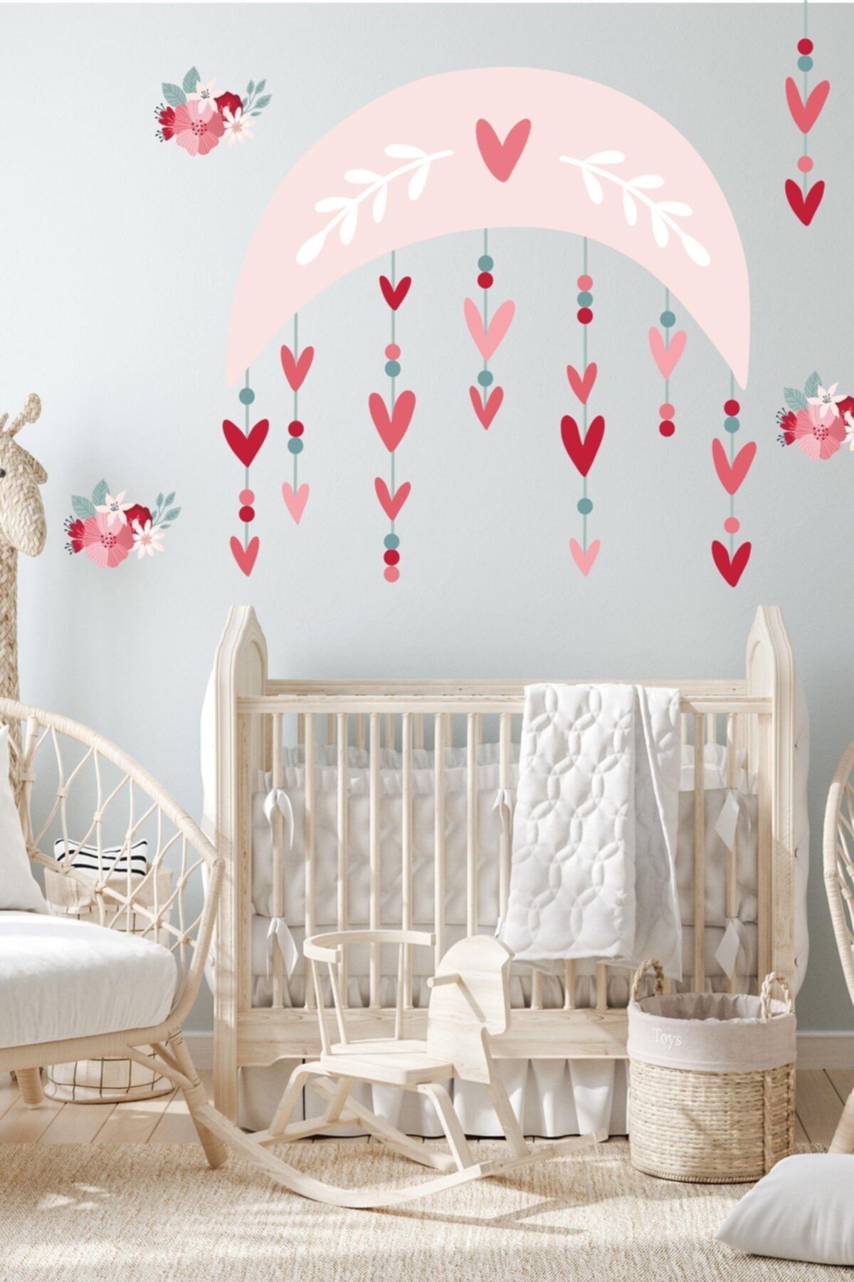 MSticker Ay Ve Sarkan Kalpler Çocuk Bebek Odası Duvar Sticker
