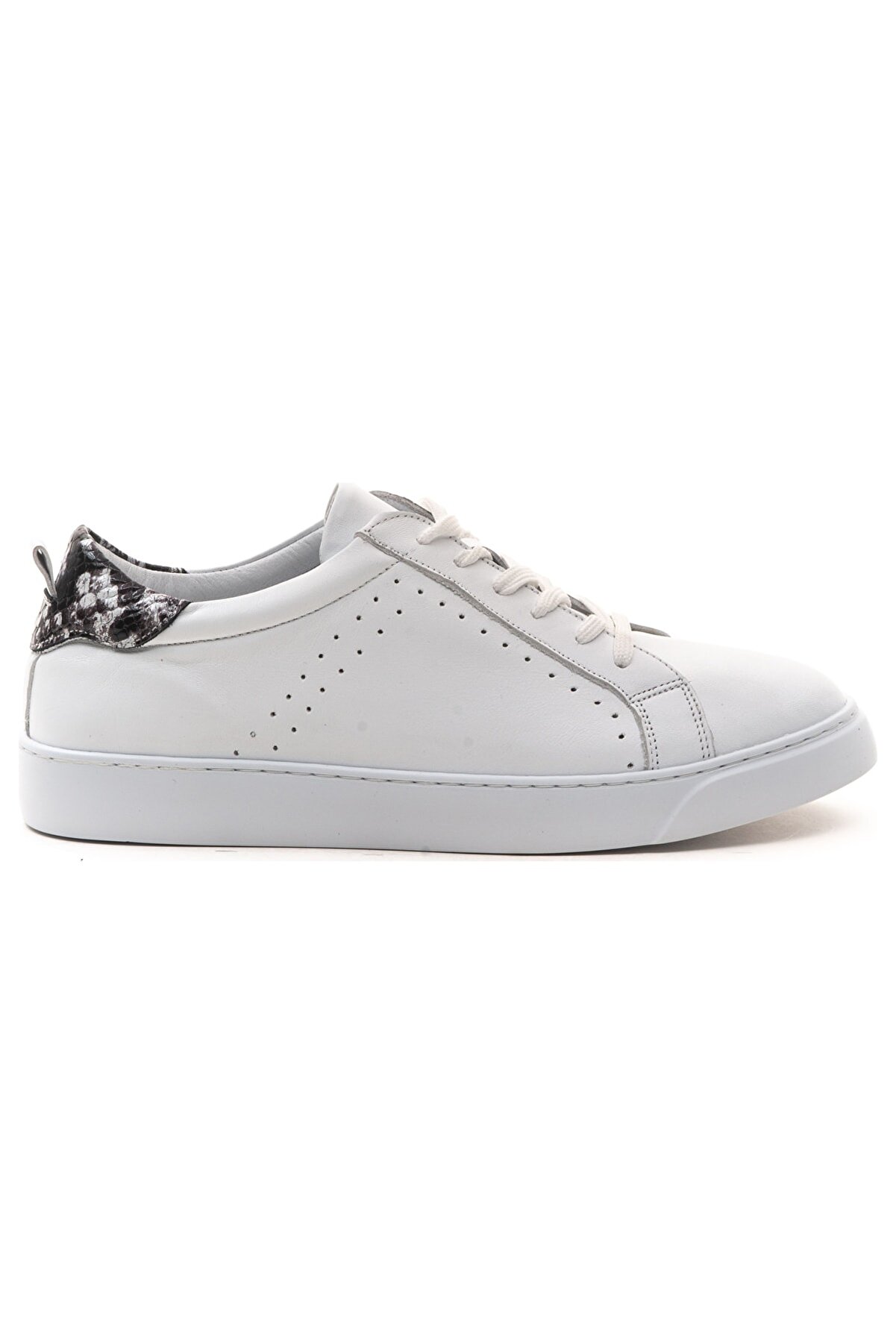 GRADA Beyaz ve Yılan Desenli Hakiki Deri Bağcıklı Sneaker Ayakkabı