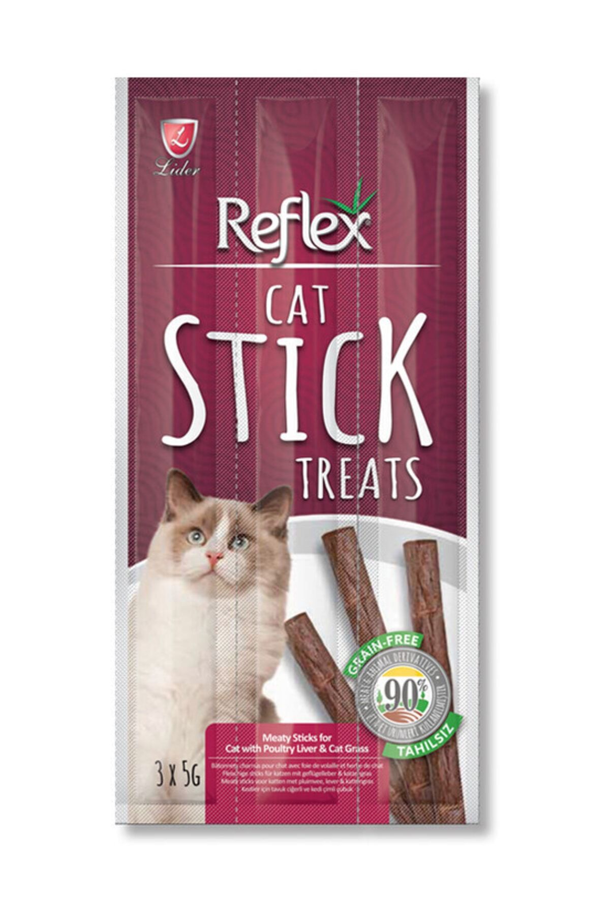 Reflex 3'lü Ciğerli Tahılsız Kedi Ödül Çubuğu 15 gr
