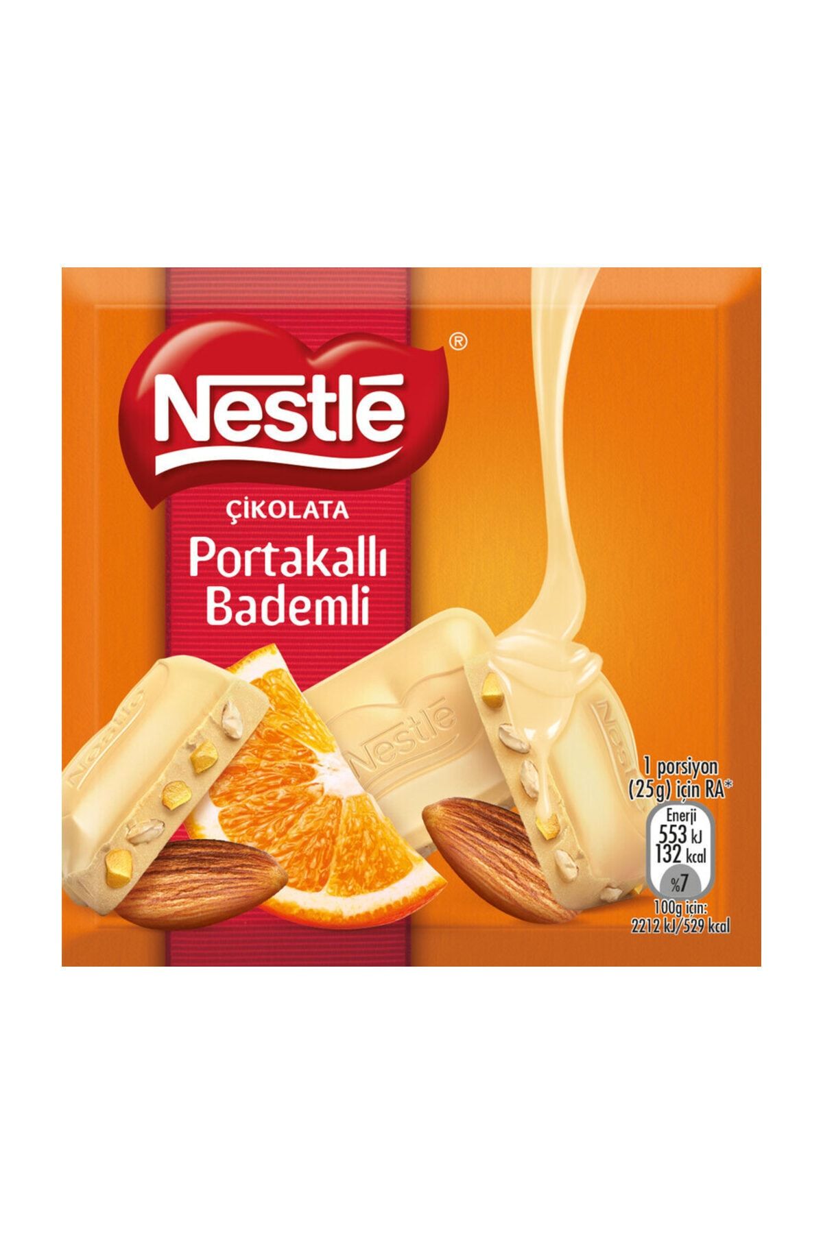 Nestle Portakallı Bademli Beyaz Kare Çikolata 60 gr