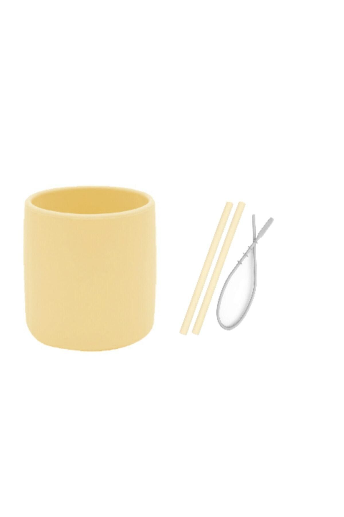 Oioi 3 Li Set Sarı (Silikon Bardak + 2 Li Silikon Pipet + Temizleyici Fırçası )