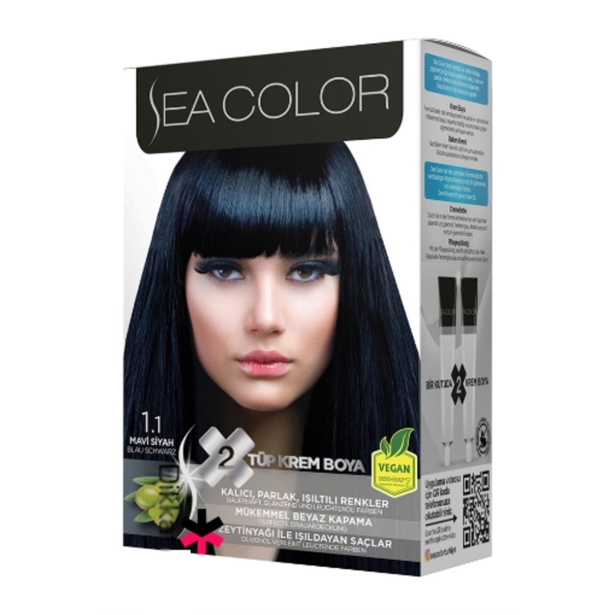 Sea Color Kit Saç Boyası 1.1 Mavi Siyah