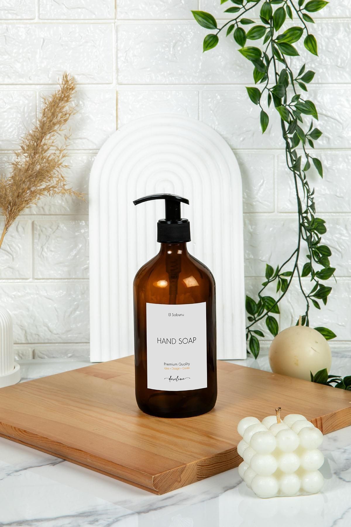 Doreline Soft Amber Cam Sıvı Sabun Şişesi Sabunluk Hand Soap 500ml