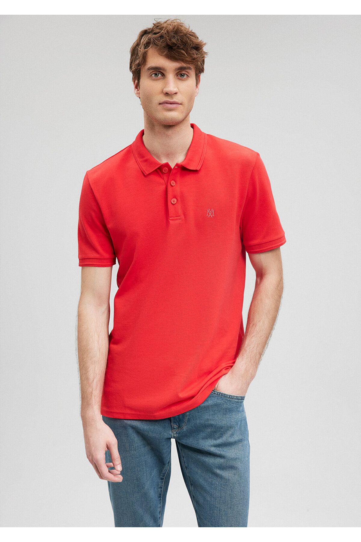 Mavi Kırmızı Polo Tişört Slim Fit / Dar Kesim 064946-70471