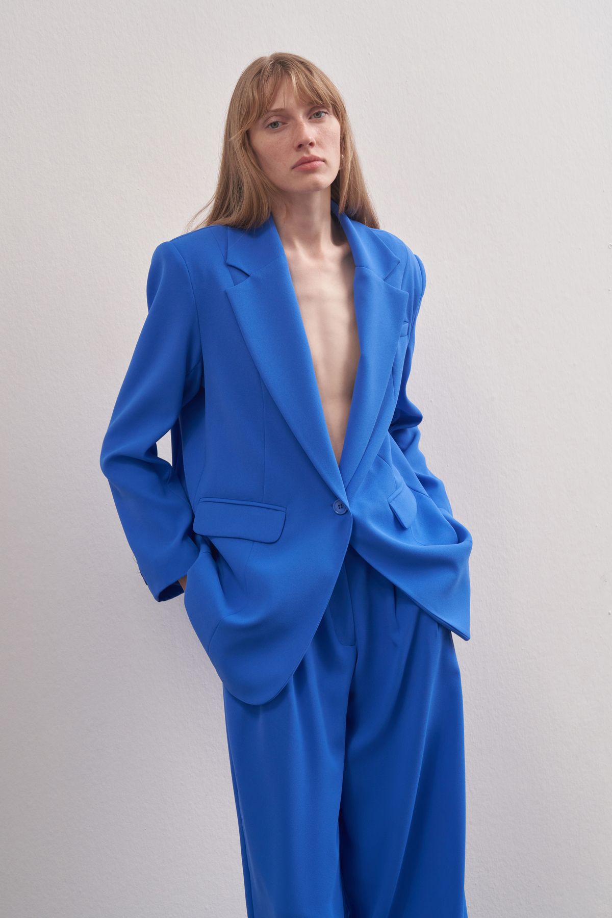 Mathilda By Çiğdem Bilici Saks Mavisi Premium Helena Oversize Ceket