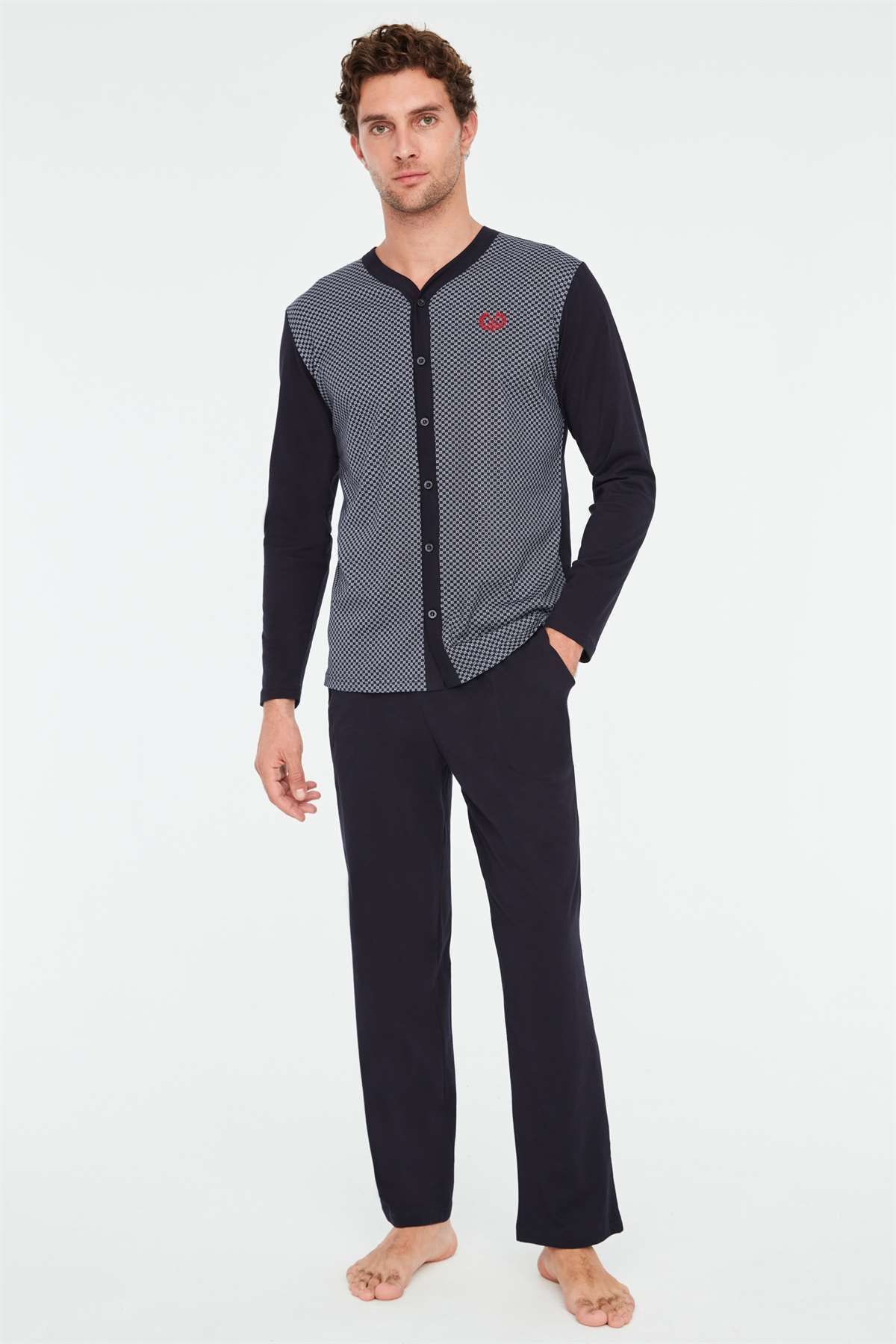 Mod Collection - Erkek Lacivert Boydan Patlı Pijama Takımı