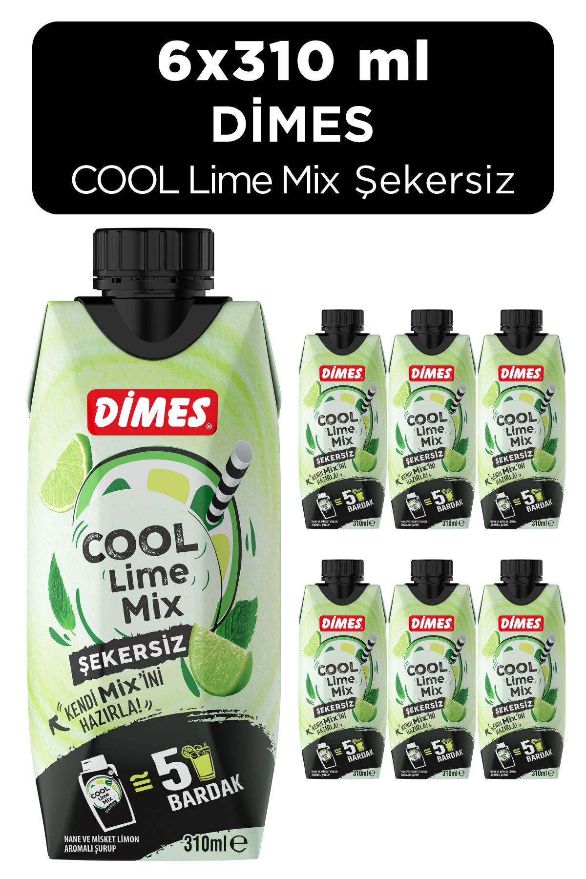 Dimes Cool Lime Şekersiz Mix 310ML 6 Adet