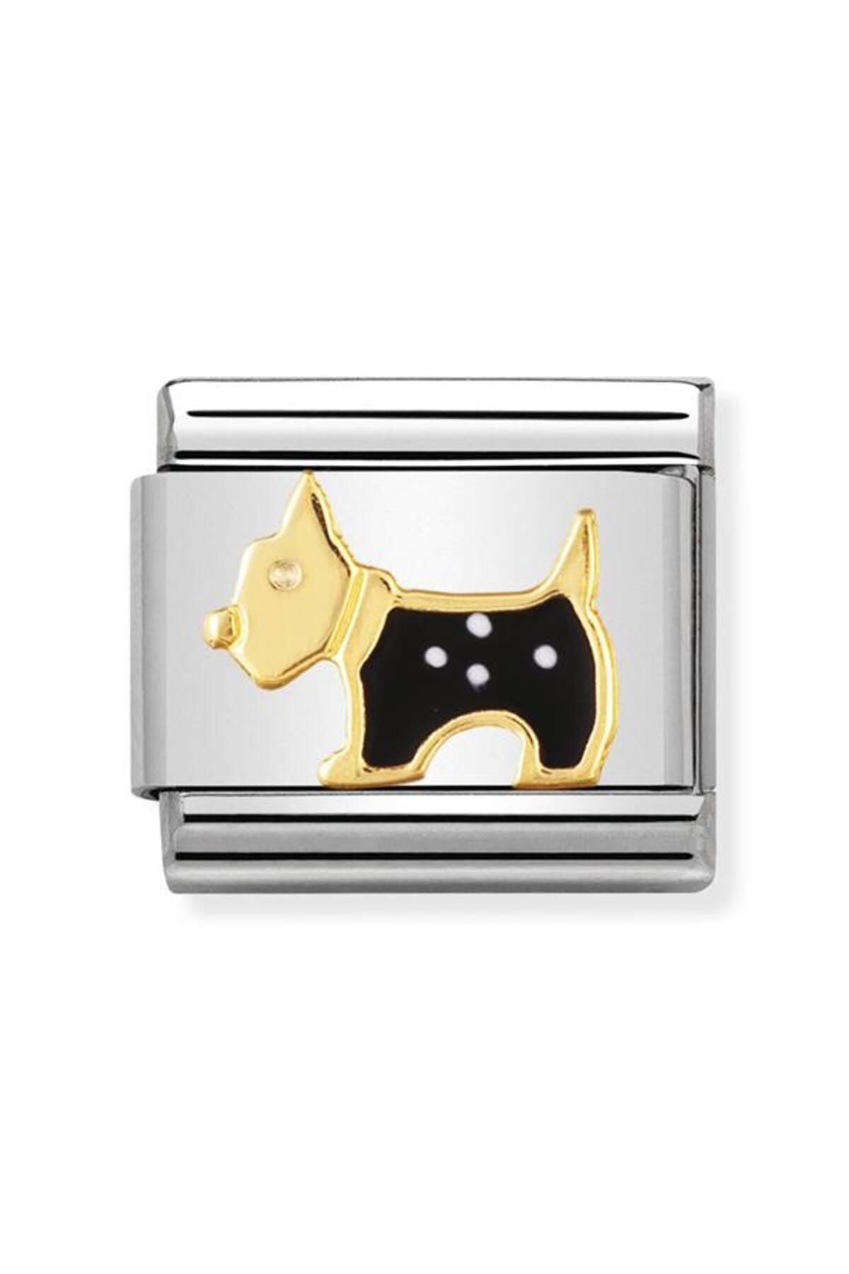 NOMİNATİON Composable Classic Earth Anımals 1 In Stainless Steel With Enamel And 18k Gold (09_terrier Dog)