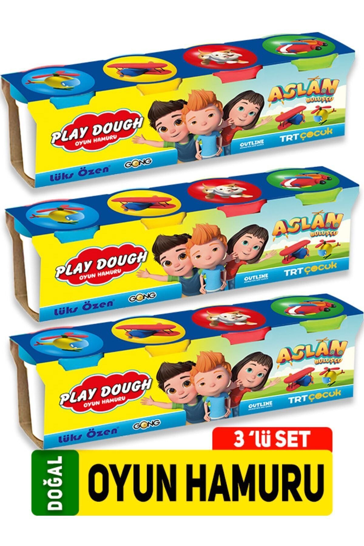 GONG YAYINCILIK Play Dough Doğal Oyun Hamuru 4 Renk 3'lü Set 1344 Gr