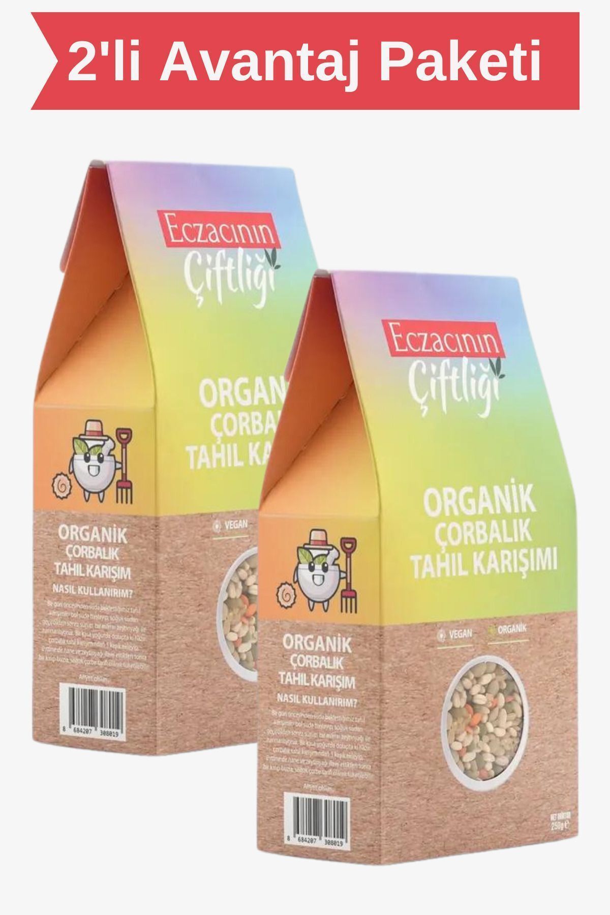 Eczacının Çiftliği Organik Çorbalık Tahıl Karışımı 250 gr X 2 Adet / Organik Sertifikalı Vegan Sağlıklı Ve Lezzetli