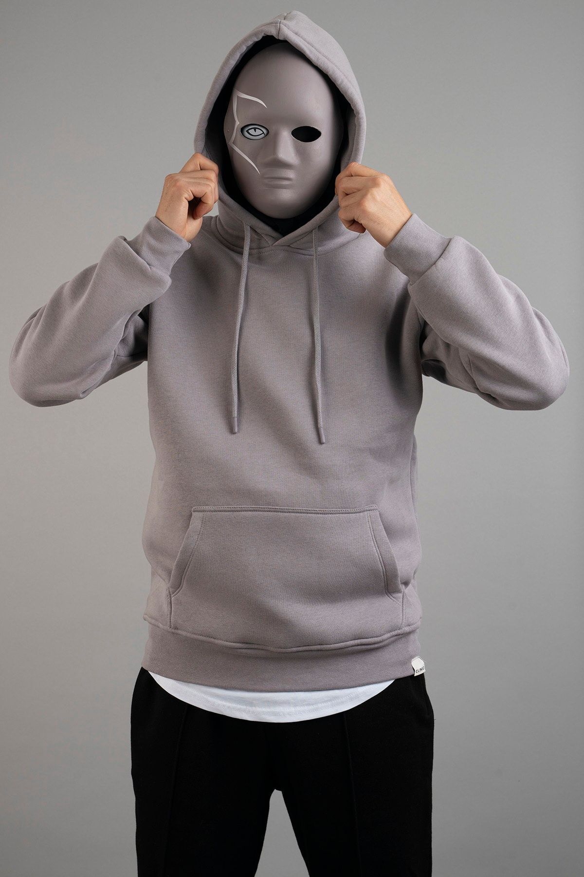 bombe Erkek Kapüşonlu Basic Sweatshirt Gri