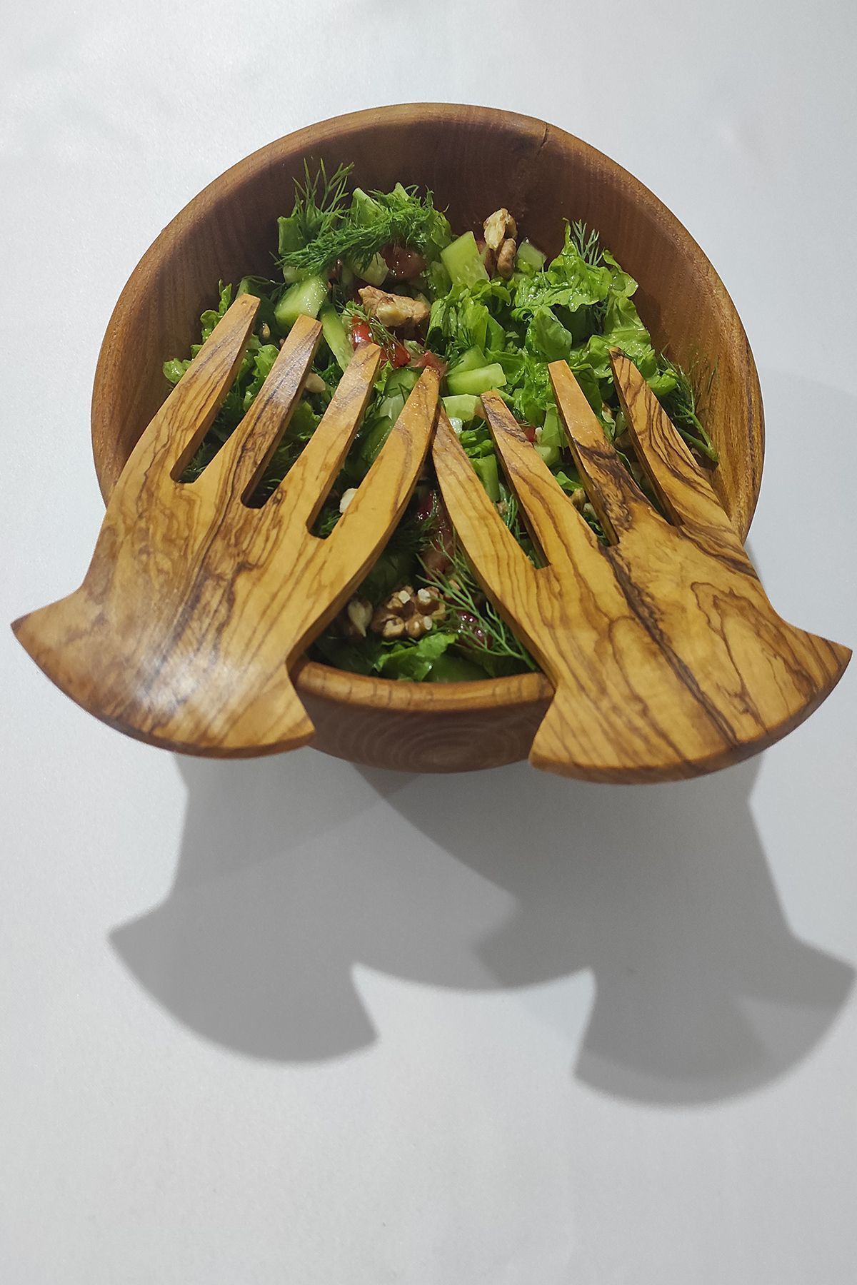 Ahşap Vadisi Zeytin Ağacı El Yapımı Tahta Salata Servis Çatalı 15x9 Cm