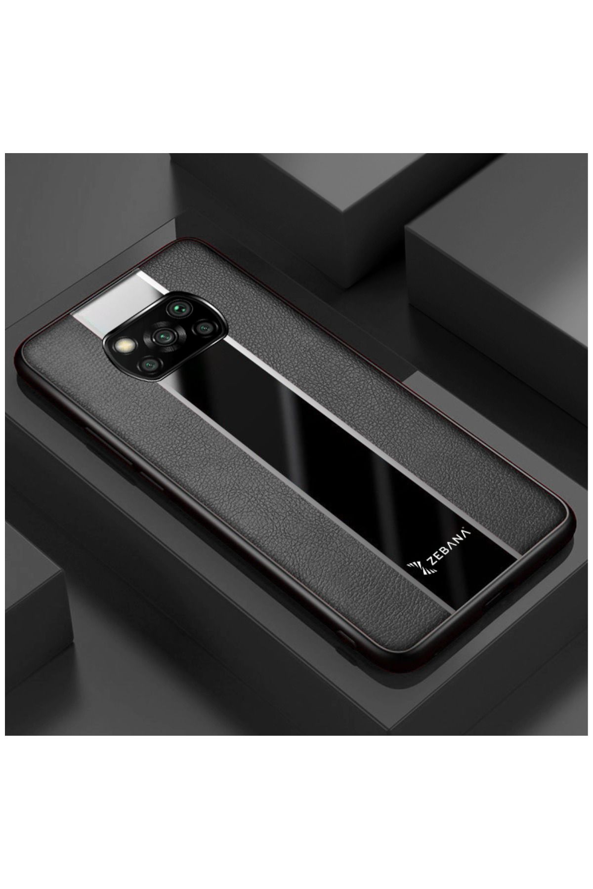Zebana Xiaomi Poco X3 Pro Uyumlu Kılıf Premium Deri Kılıf Siyah