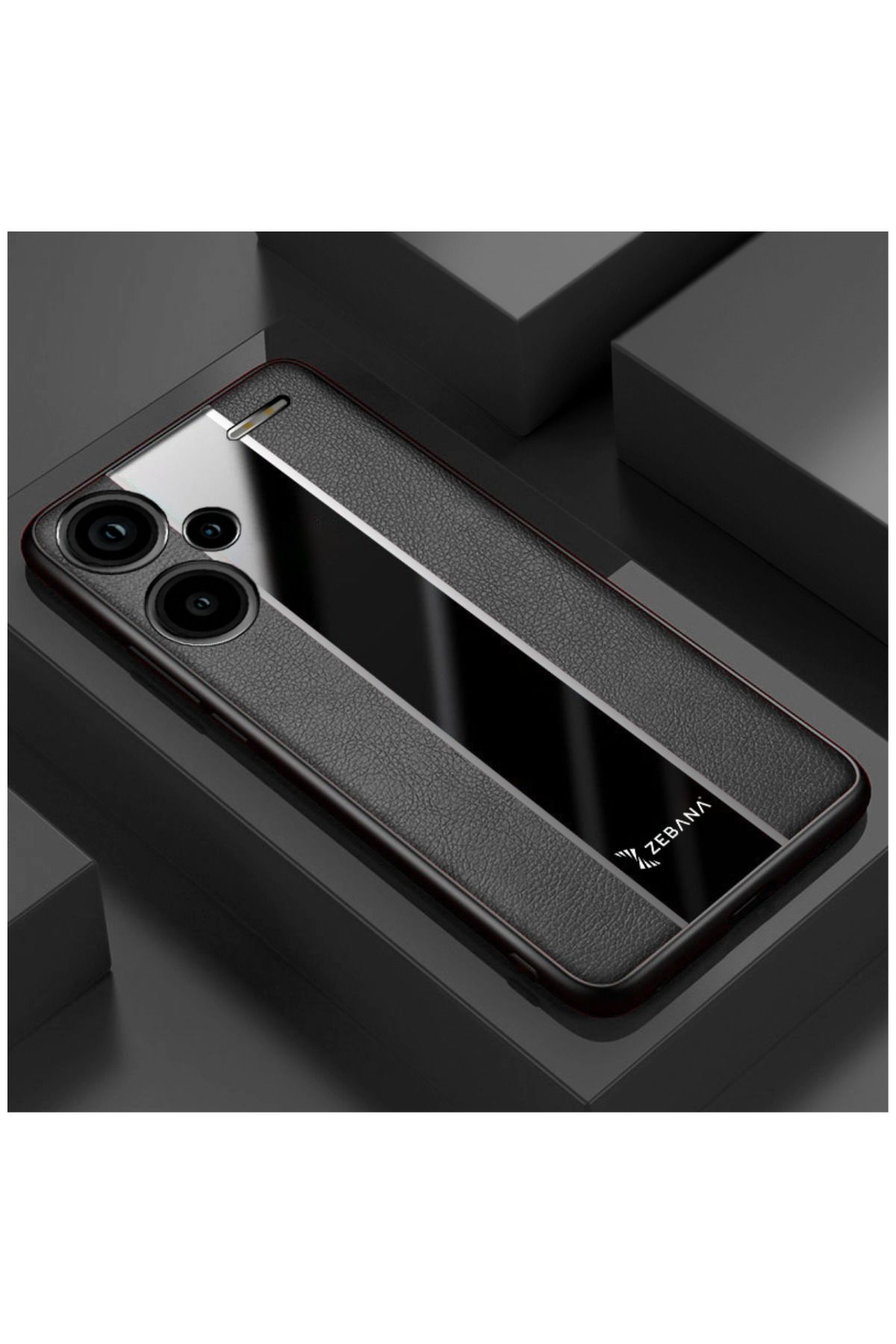 Zebana Xiaomi Redmi Note 13 Pro Plus 5g Uyumlu Kılıf Premium Deri Kılıf Siyah
