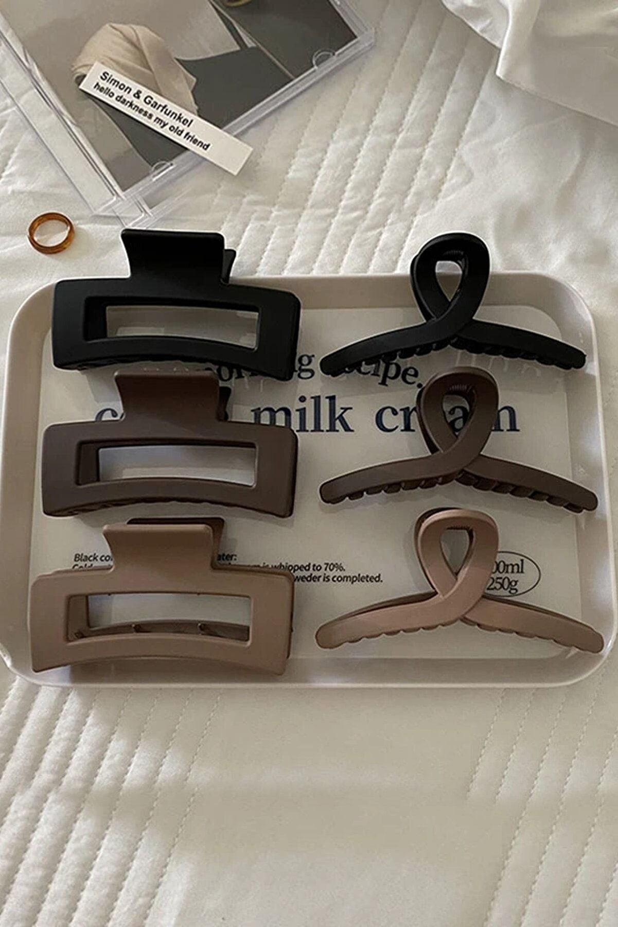 C&E Design Kadın 6'lı Kahve&Siyah Mandal Toka Seti - Saç Aksesuarları