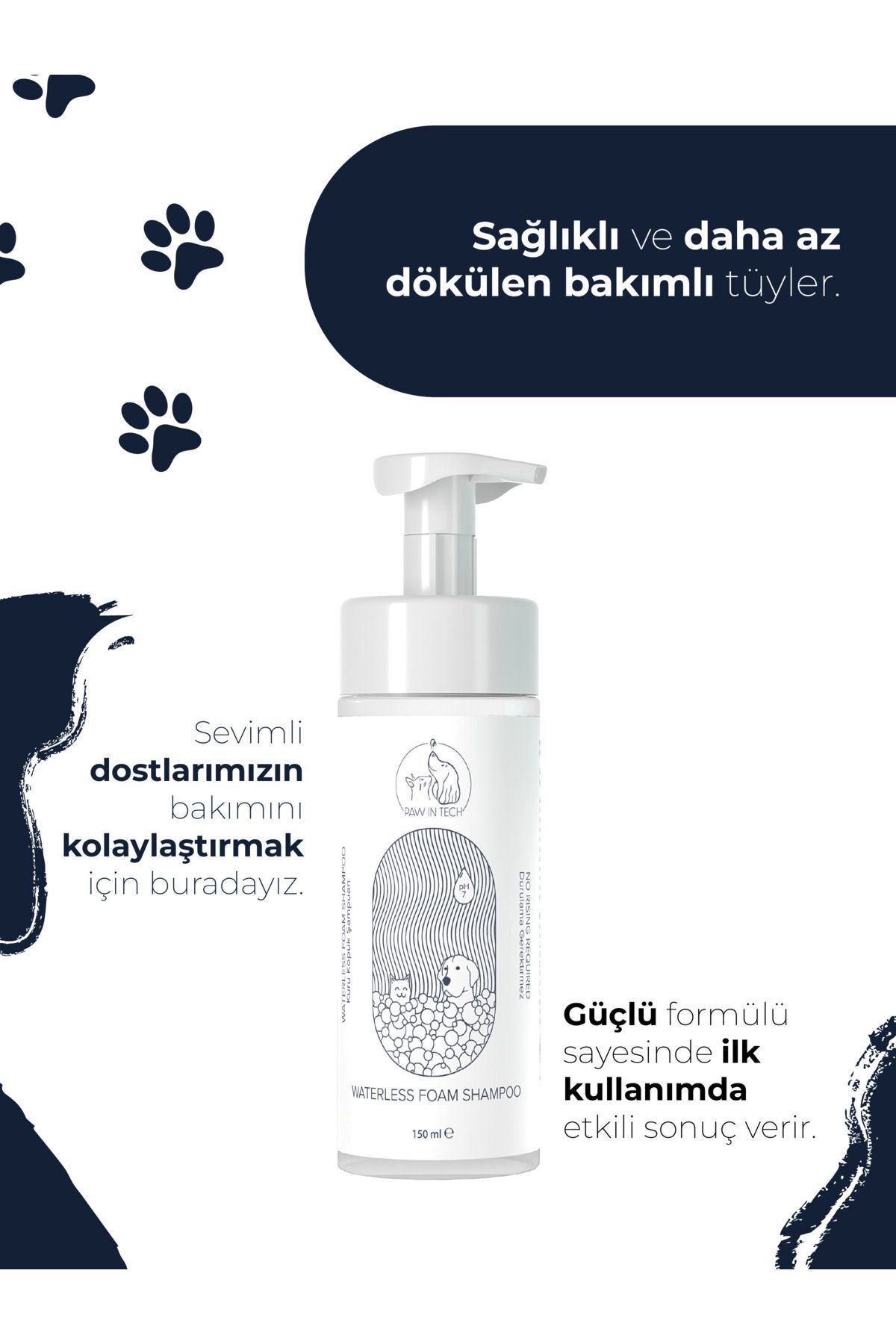 paw in tech Kuru Köpük Şampuan 150 ml