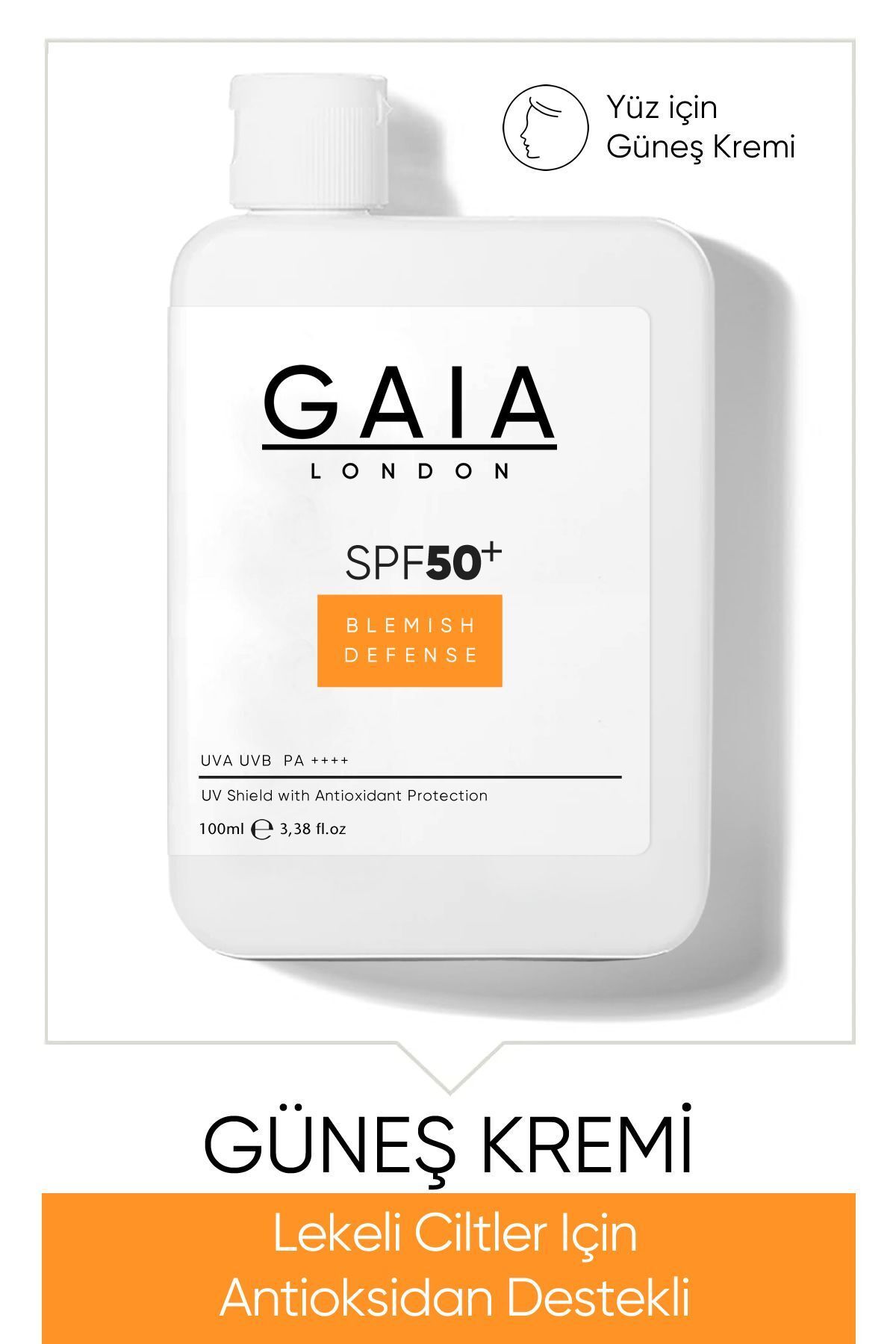 Gaia London Lekeli Ciltler Için Antioksidan Destekli 50spf Uva/uvb Blemısh Defense Güneş Kremi 120 ml