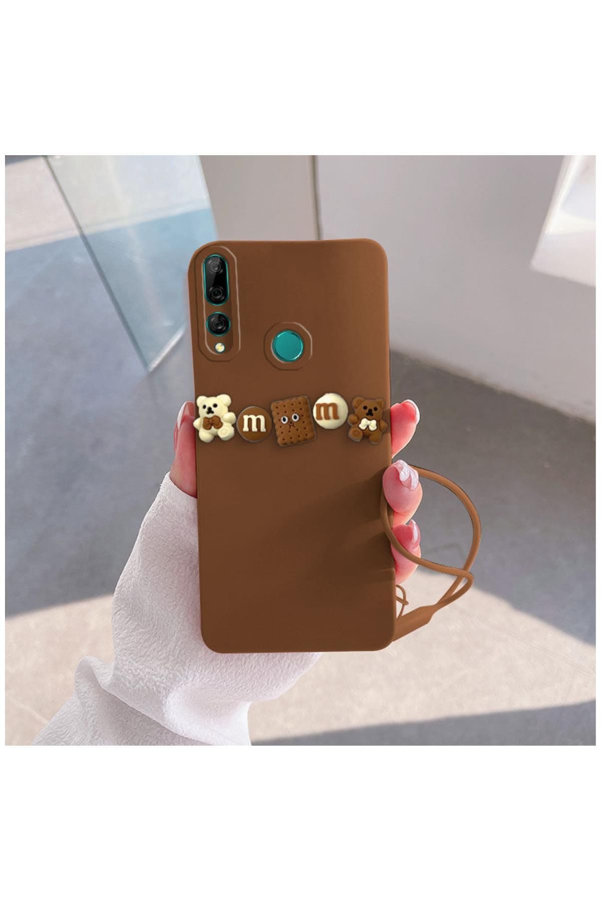 Zebana Huawei Y9 Prime 2019 Uyumlu Kılıf Love Bear Silikon Kılıf Kahverengi