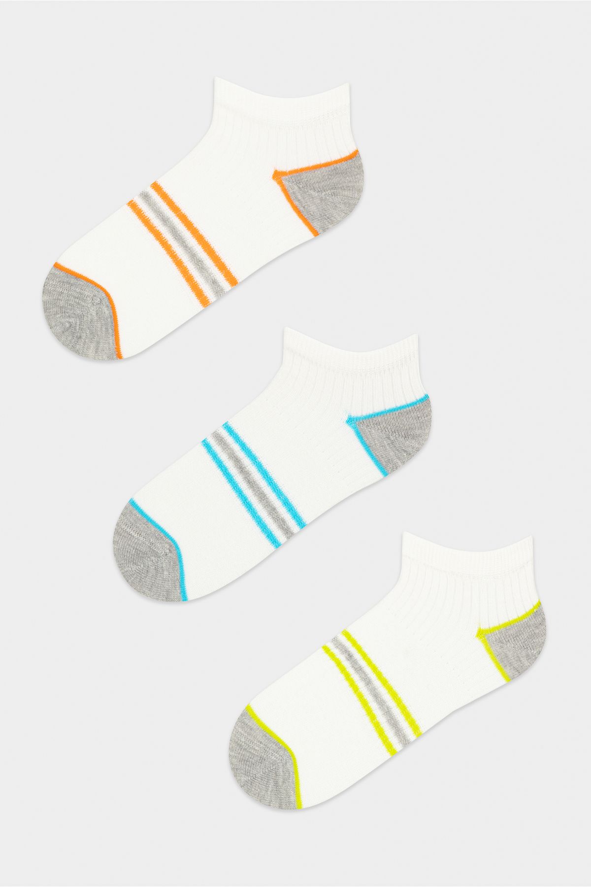 Penti Beyaz Erkek Çocuk Çok Renkli Çizgili 3'lü Liner Çorap