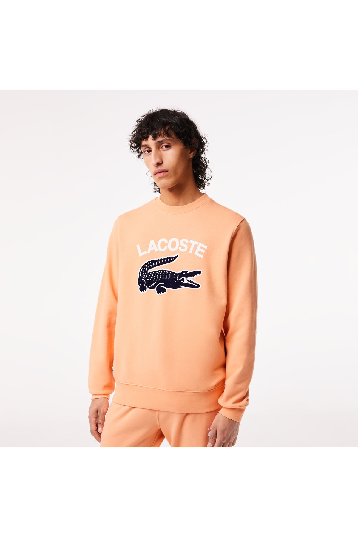 Lacoste Erkek Regular Fit Bisiklet Yaka Baskılı Turuncu Sweatshirt