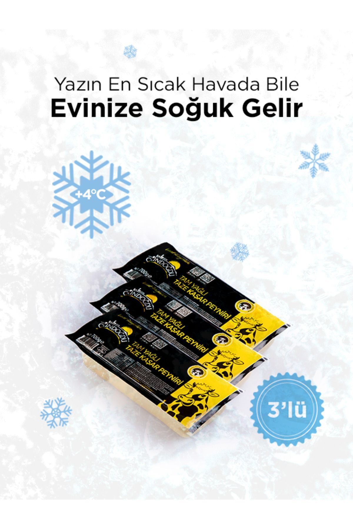 Gündoğdu Taze Kaşar Peynir 700gr 3'lü Paket
