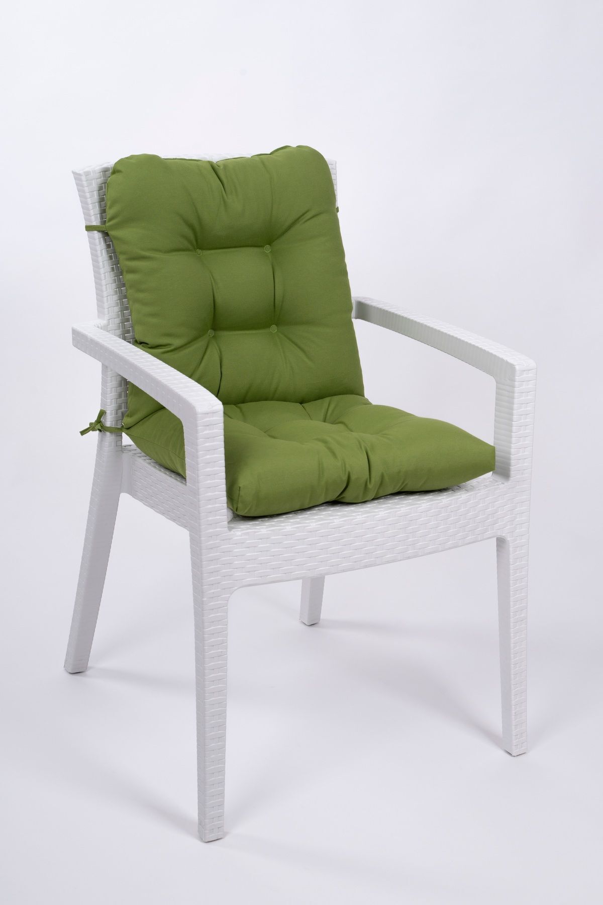 ALTINPAMUK Neva Pofidik Yeşil Arkalıklı Sandalye Minderi Özel Dikişli Bağcıklı 44x88 Cm