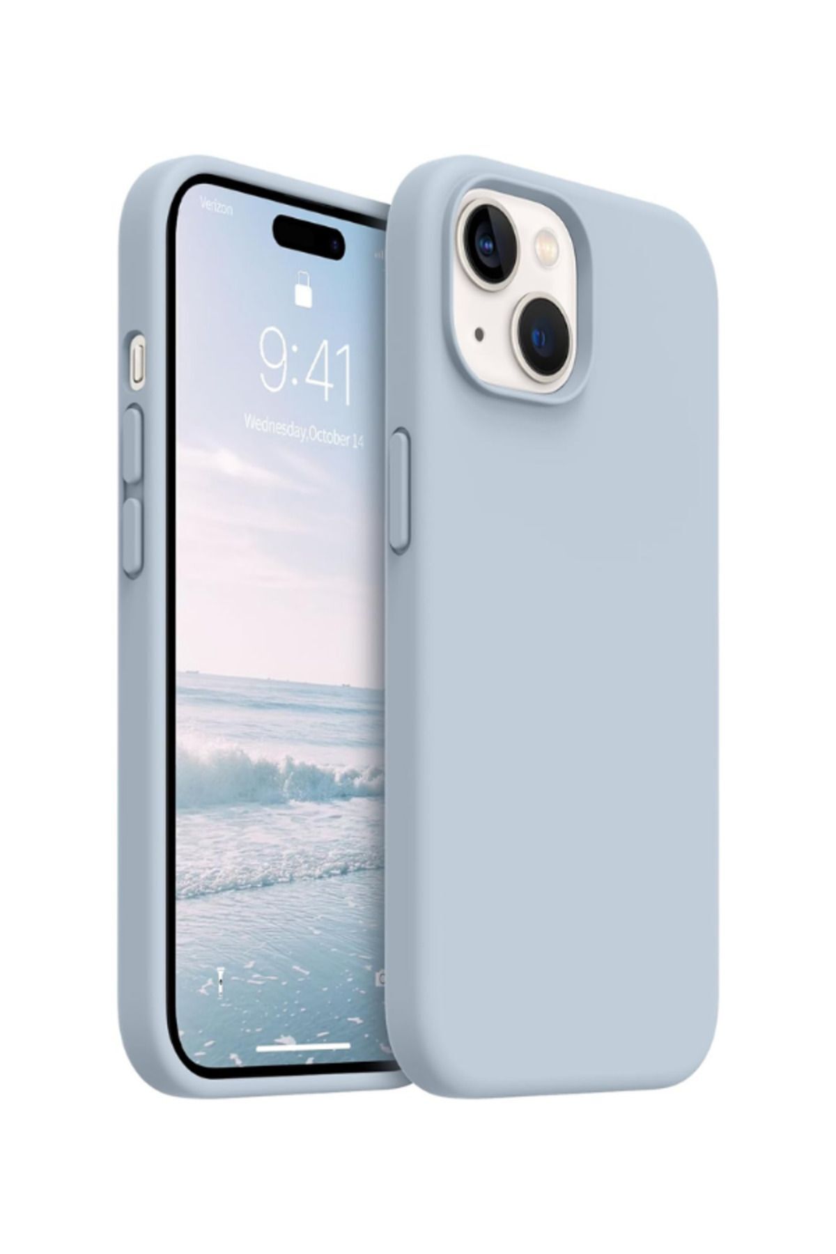 KVK PRİVACY Apple iPhone 15 Plus Kılıf Kadife Lansman Soft Yumuşak Liquid Silikon Kamera Korumalı Kapak Bebe Mav