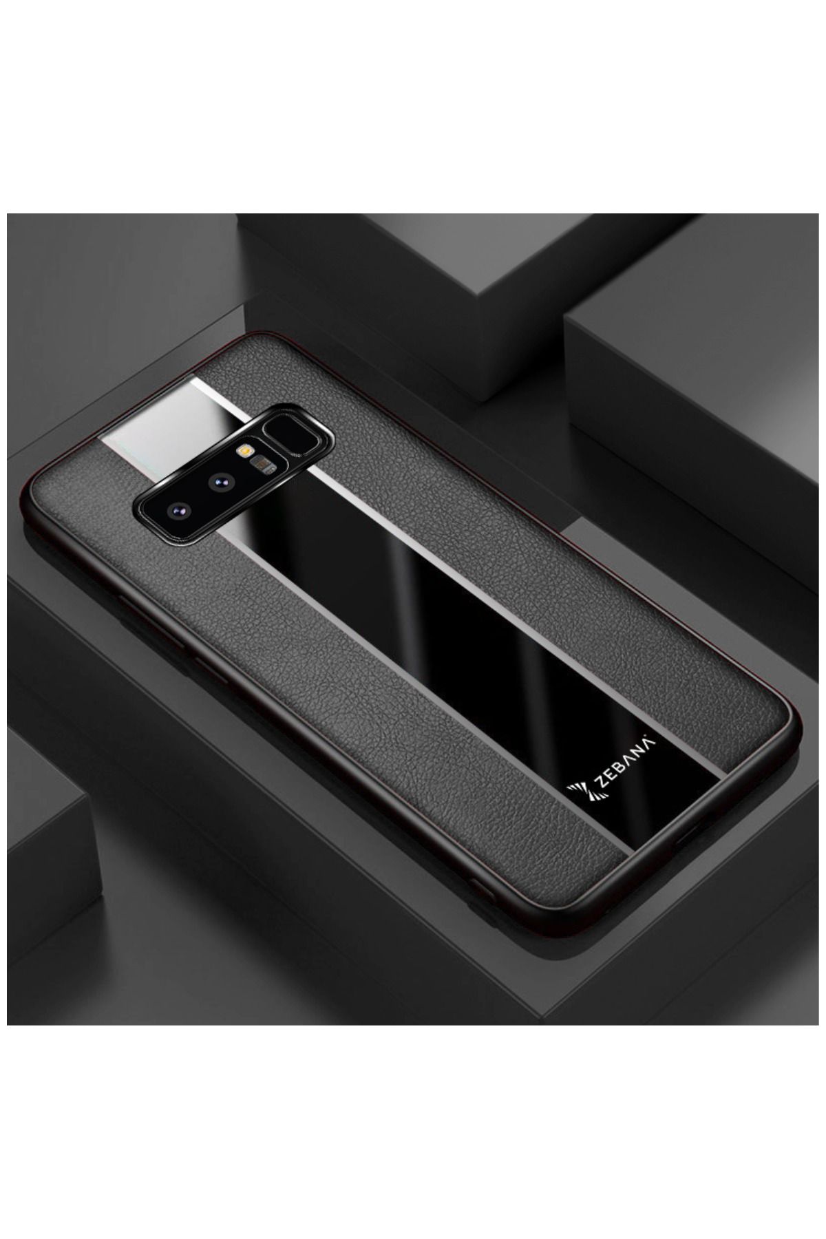 Zebana Samsung Galaxy Note 8 Uyumlu Kılıf Premium Deri Kılıf Siyah
