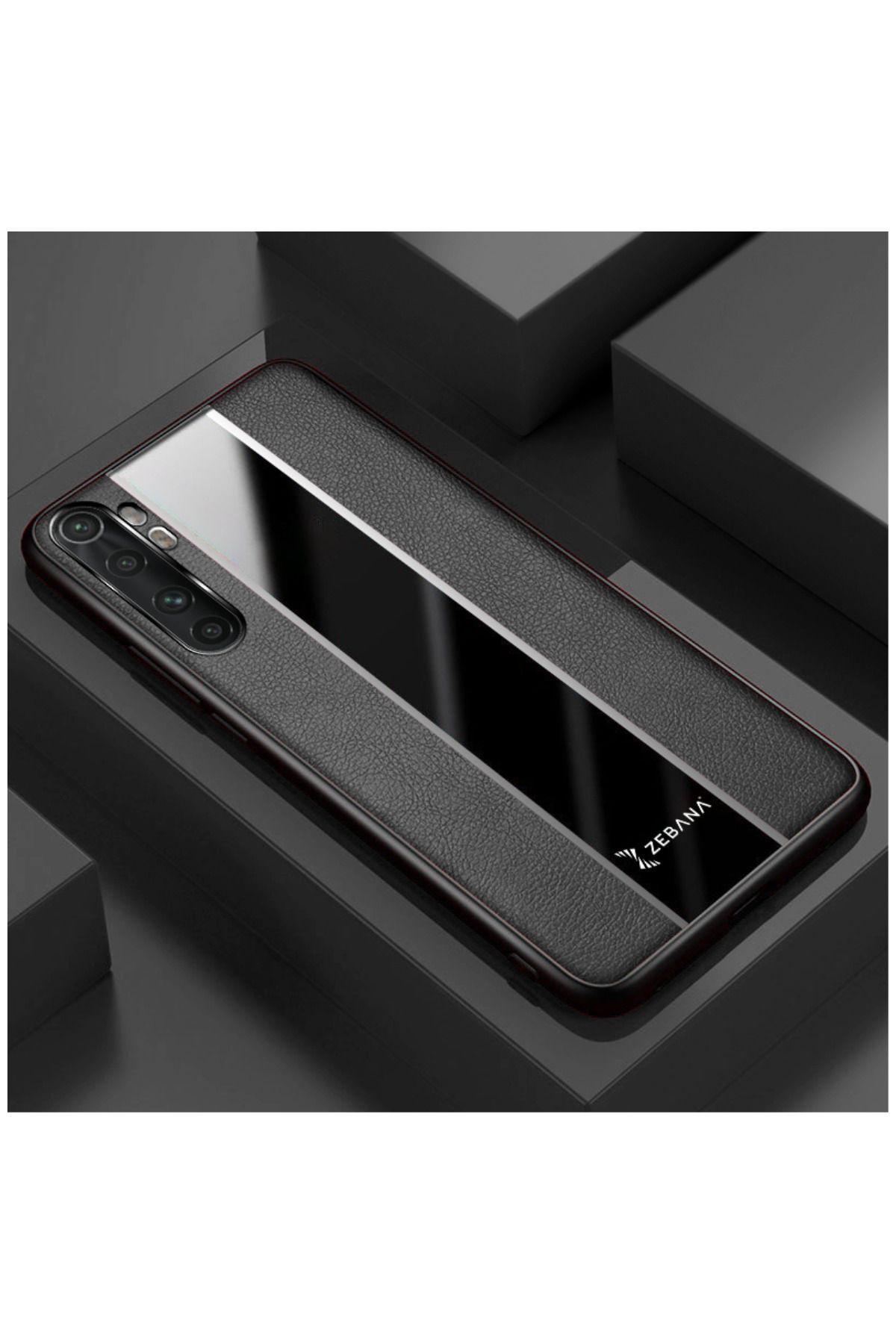 Zebana Xiaomi Mi Note 10 Lite Uyumlu Kılıf Premium Deri Kılıf Siyah