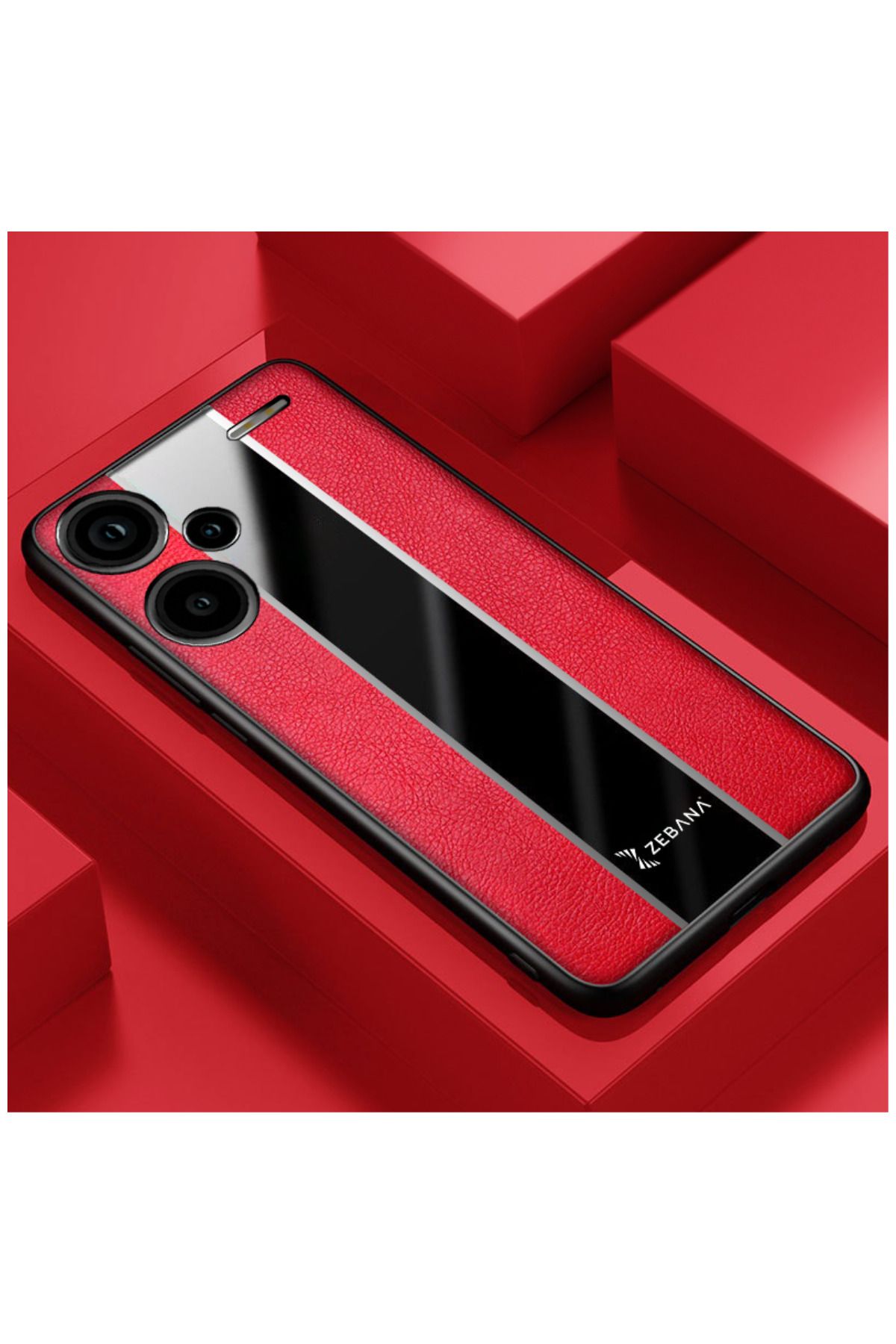 Zebana Xiaomi Redmi Note 13 Pro Plus 5g Uyumlu Kılıf Premium Deri Kılıf Kırmızı