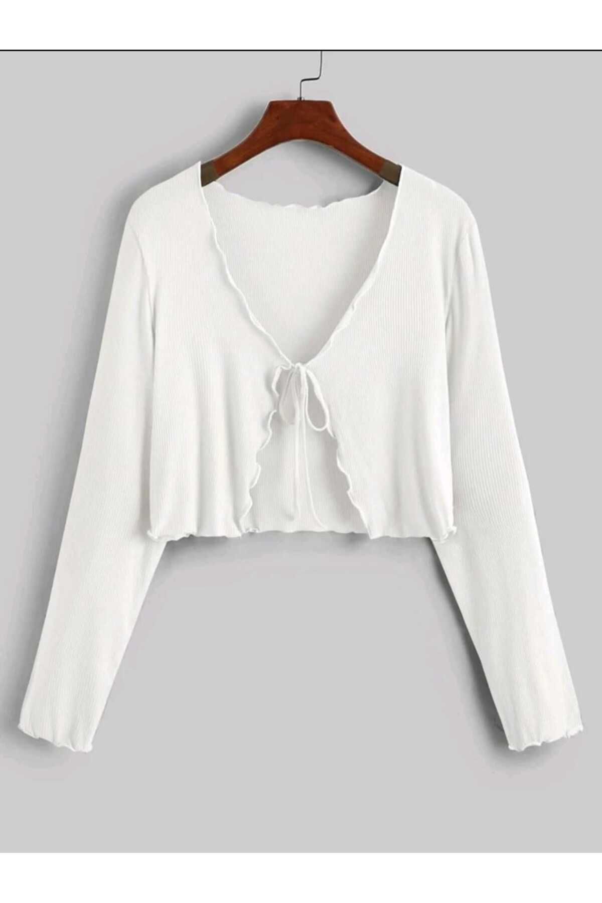 morche Kadın Bohem Hırka Yazlık Beyaz Bluz