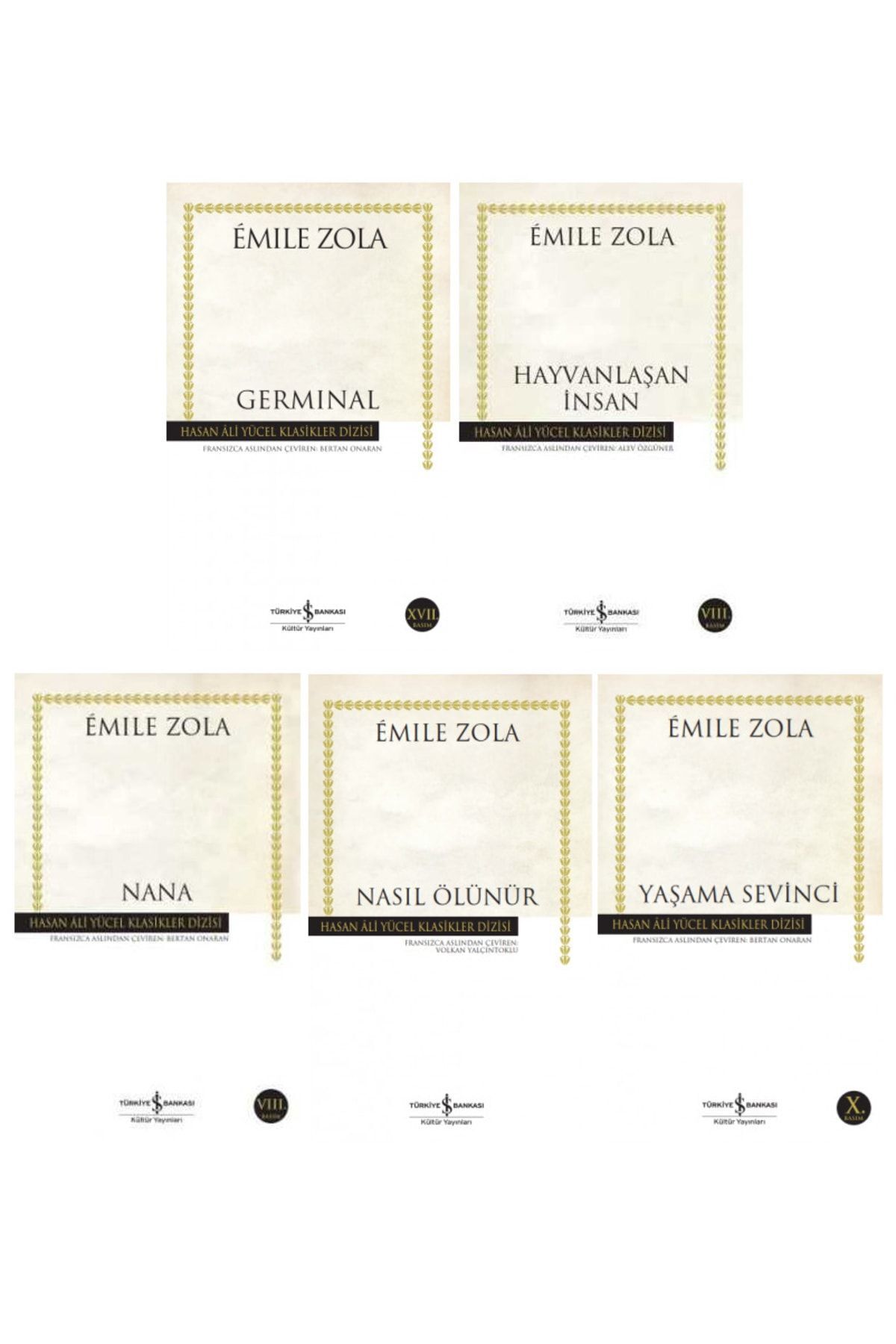 Türkiye İş Bankası Kültür Yayınları Emile Zola 5 Kitap Set